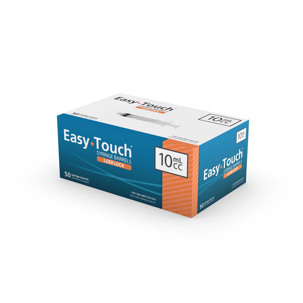 EasyTouch Syringe Barrel, 10mL, Low Dead Space, Luer Lock, 50/Box