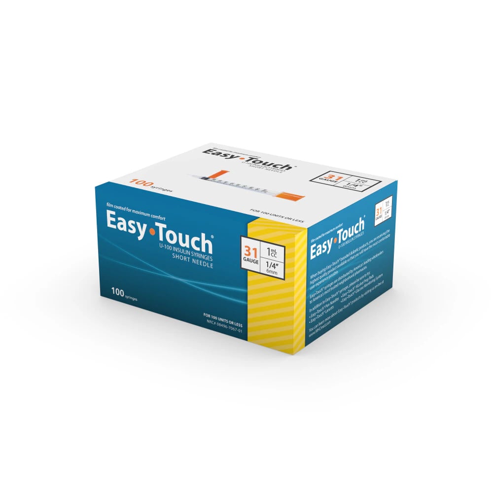 EasyTouch Insulin Syringe, 1cc, 31G x 1/4", Non-Safety, No Dead Space, 100/Box