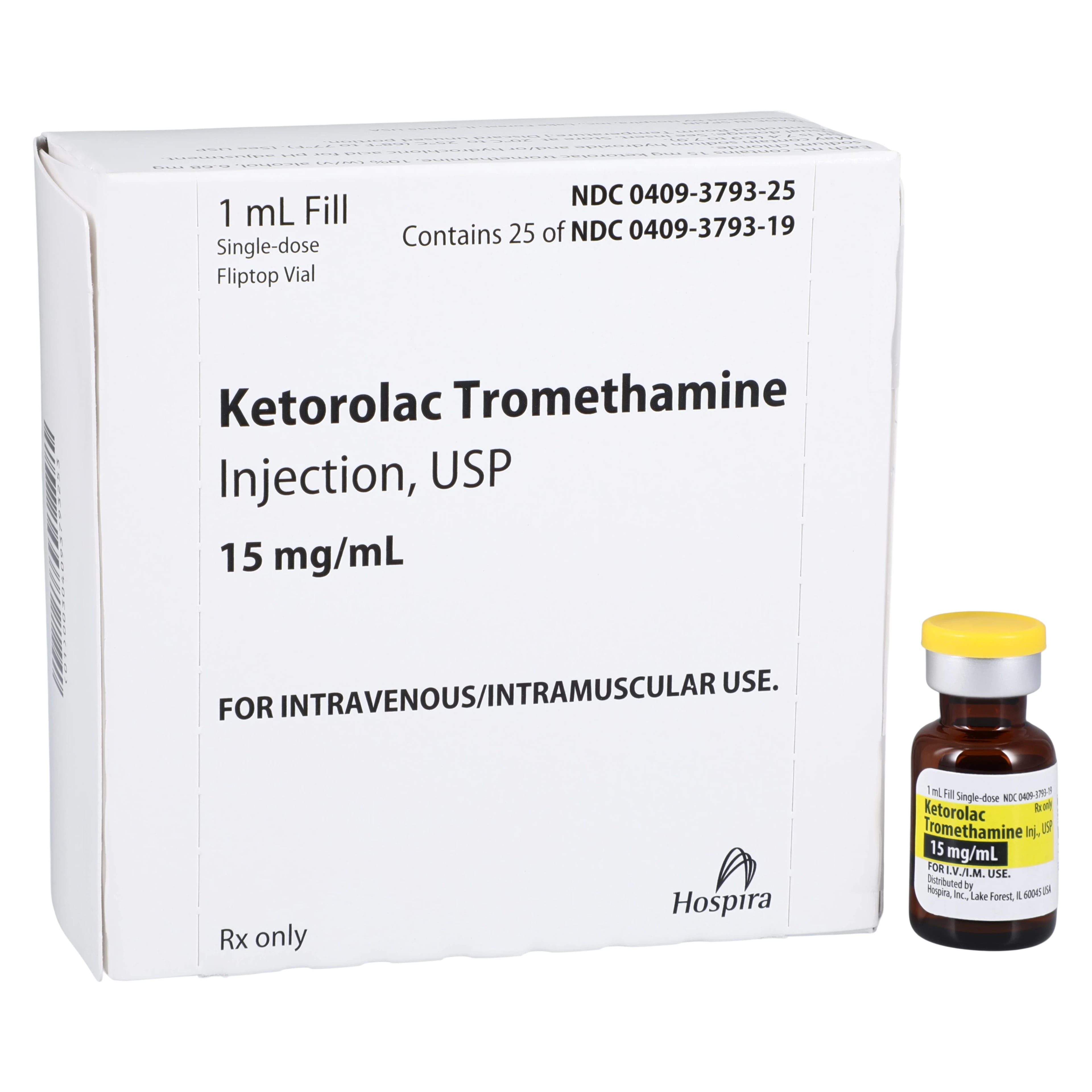 Ketorolac Tromethamine Injection, 15 mg/mL, Single-Dose Vial, 1 mL, 25/Package