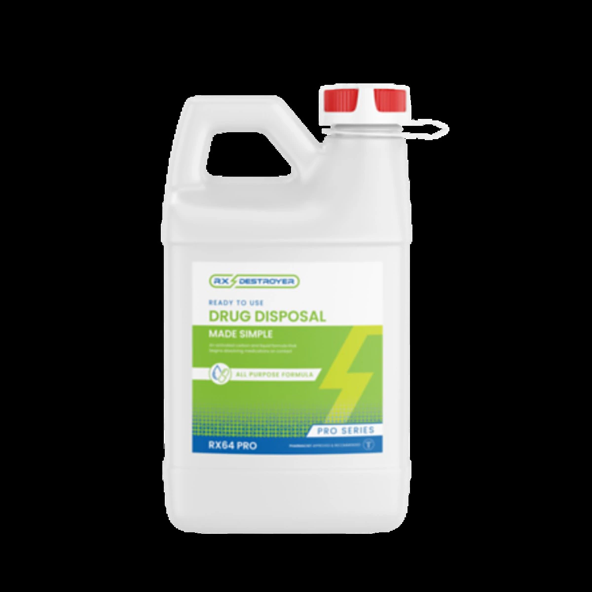 Rx Destroyer Pro Medication Disposal Bottle, 64 oz, All Purpose, Disposable, 4/Case