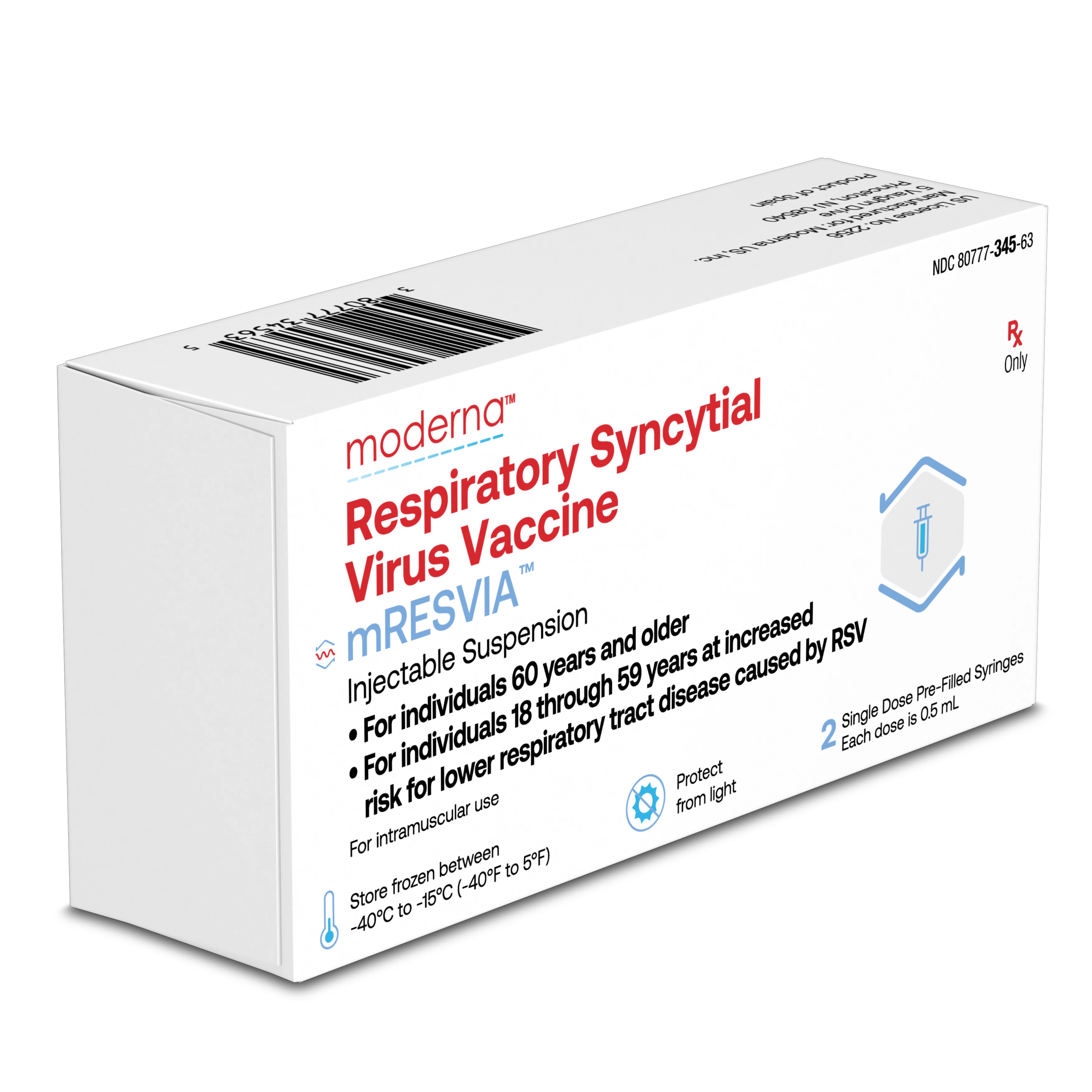 mRESVIA (Respiratory Syncytial Virus Vaccine) Prefilled Syringe, 0.1 mg/mL, 0.7 mL, 2/Bx