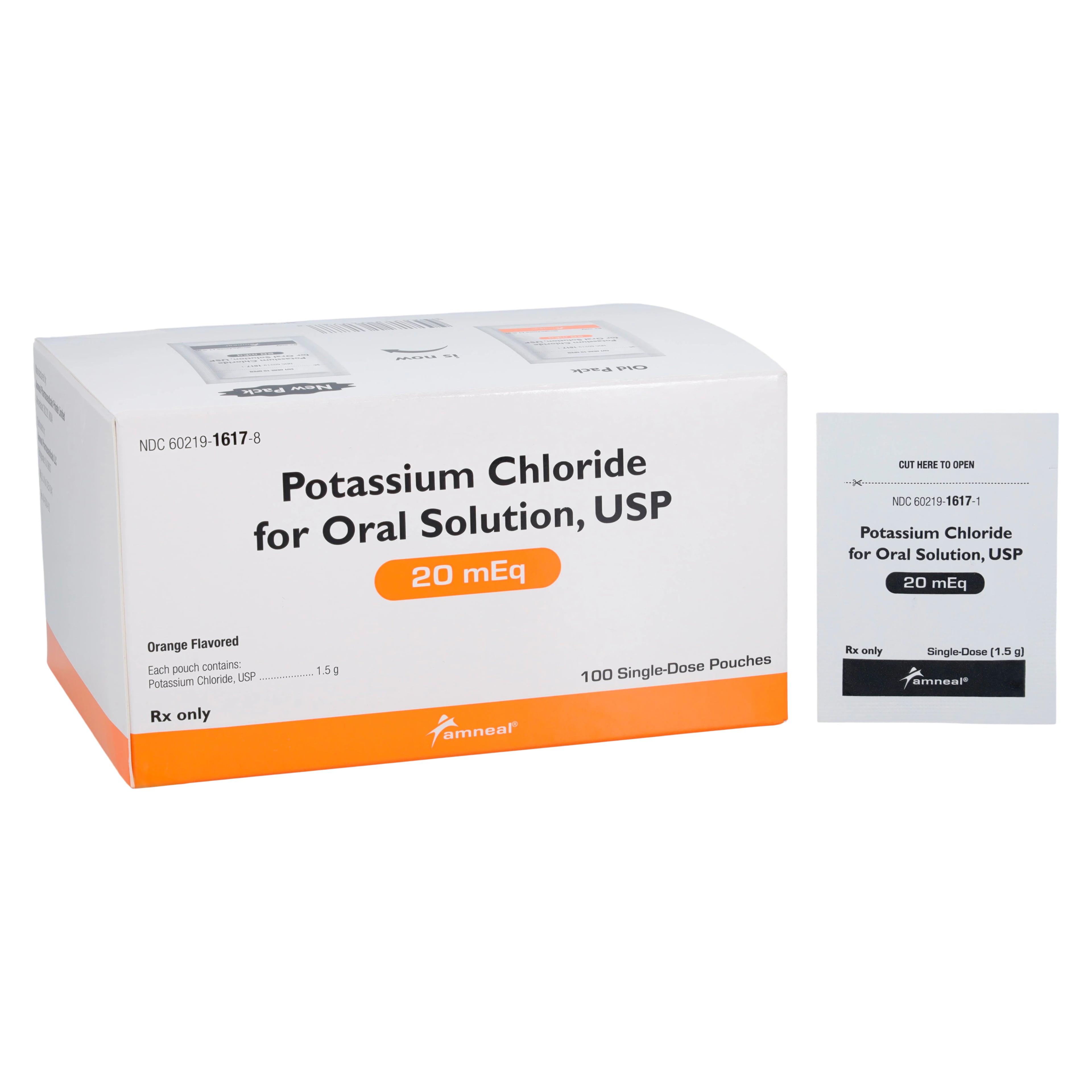 Potassium Chloride Powder for Oral Suspension, 20 mEq, 100 Packets/Box, Amneal