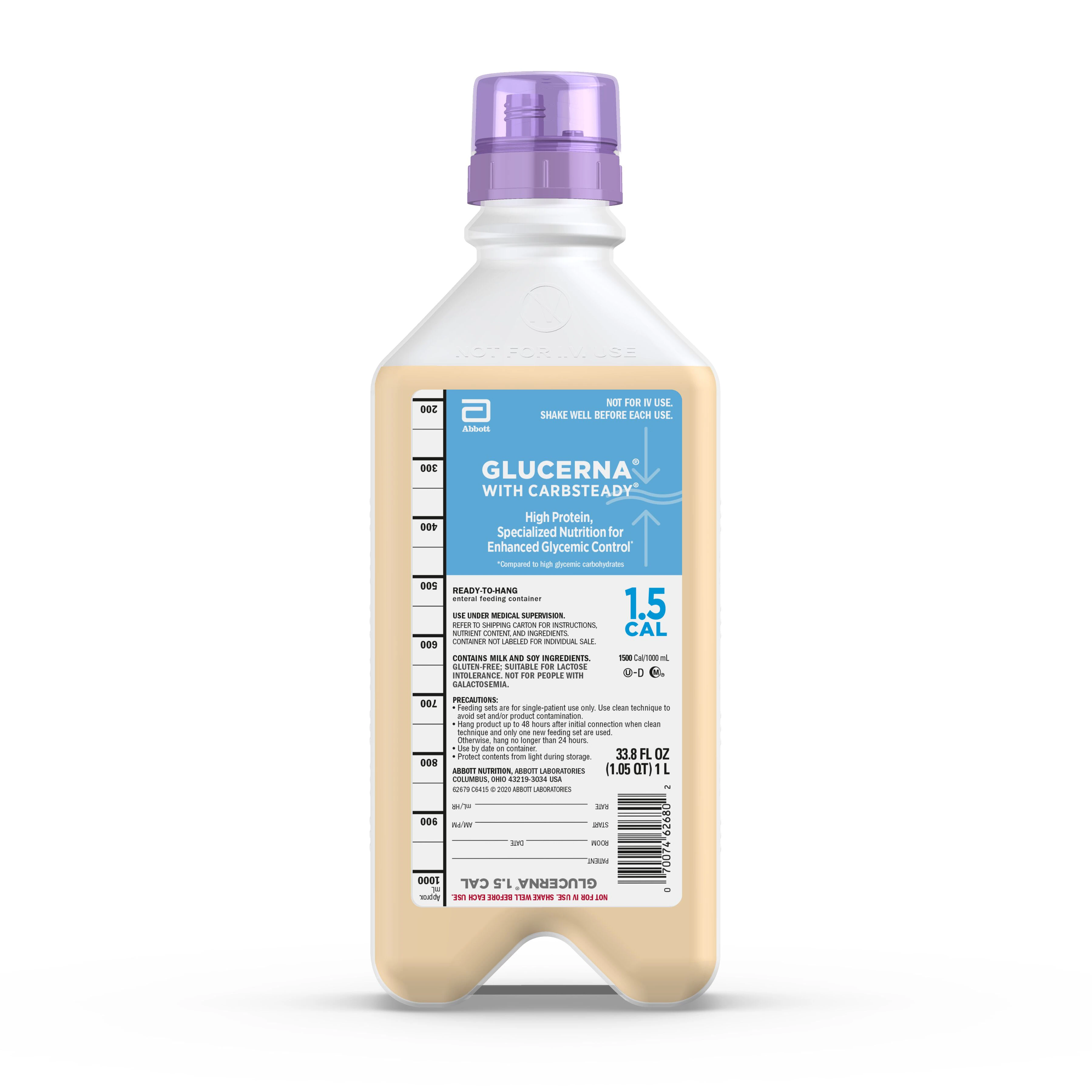 Glucerna 1.5 Cal Therapeutic Nutrition Liquid, Ready to Hang, 1L Carton, 8/Case