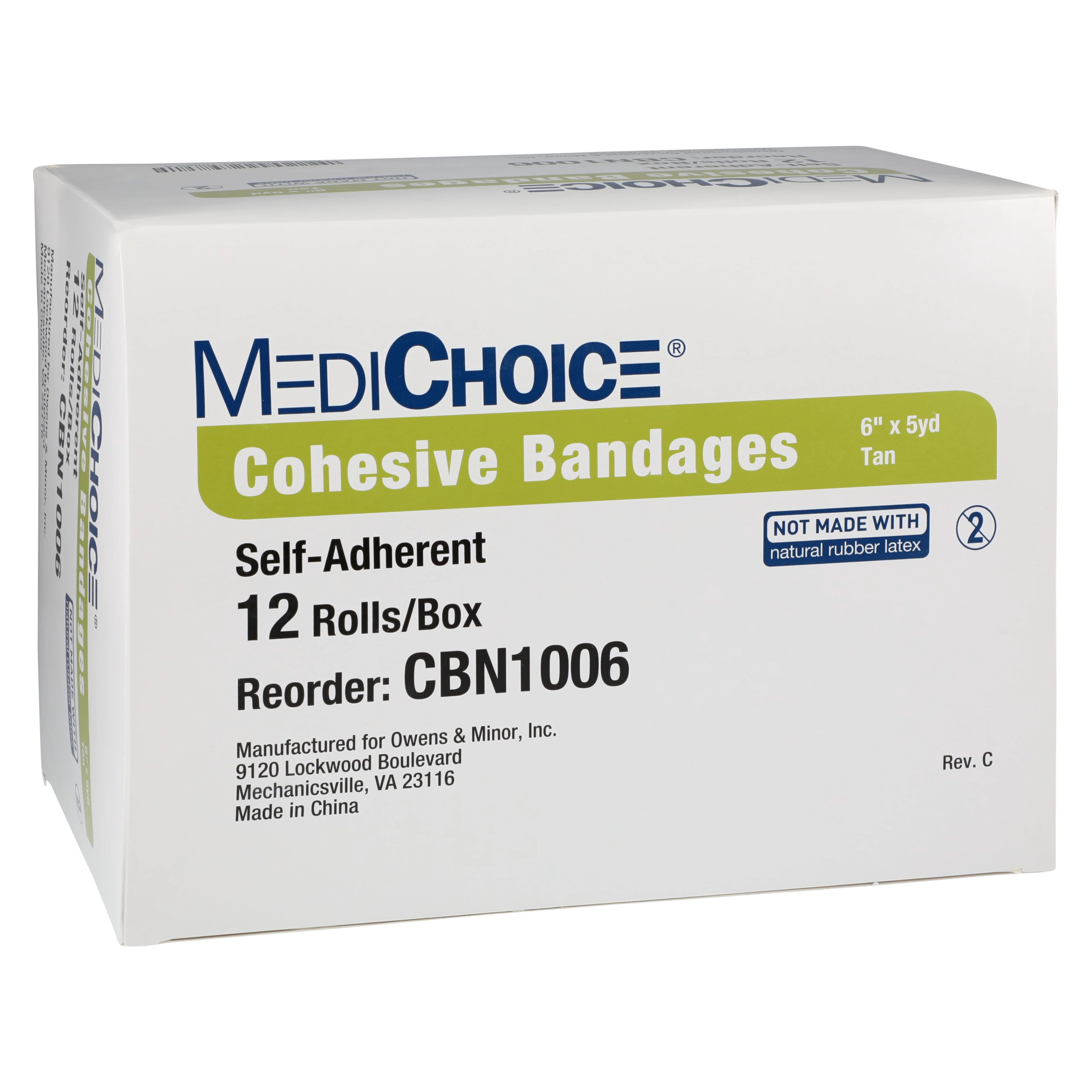 MediChoice Cohesive Bandage, 6" x 5 yd, Tan, Non-Sterile, Each