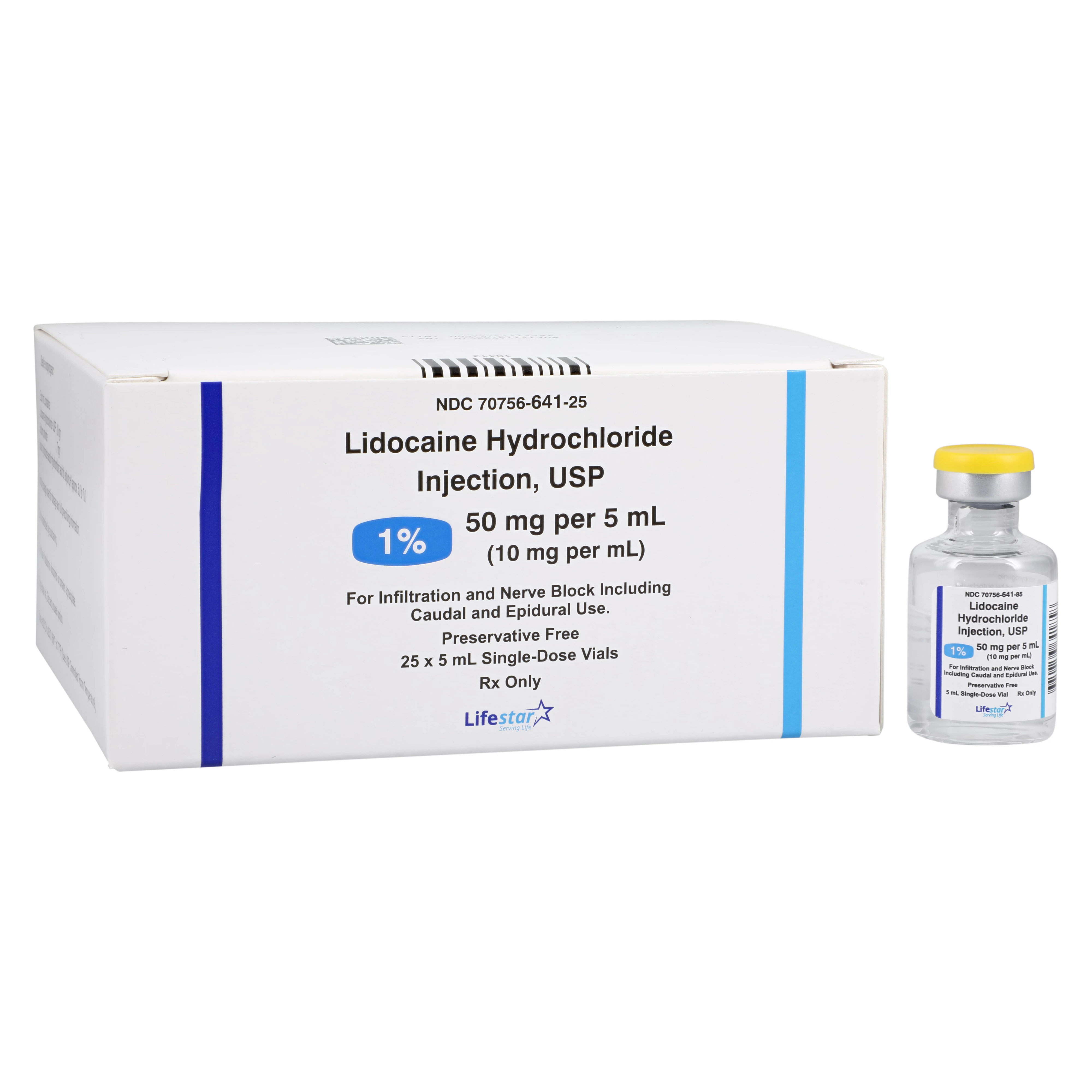 Lidocaine HCl Injection 1% Preservative Free SDV 5mL (25/Package)
