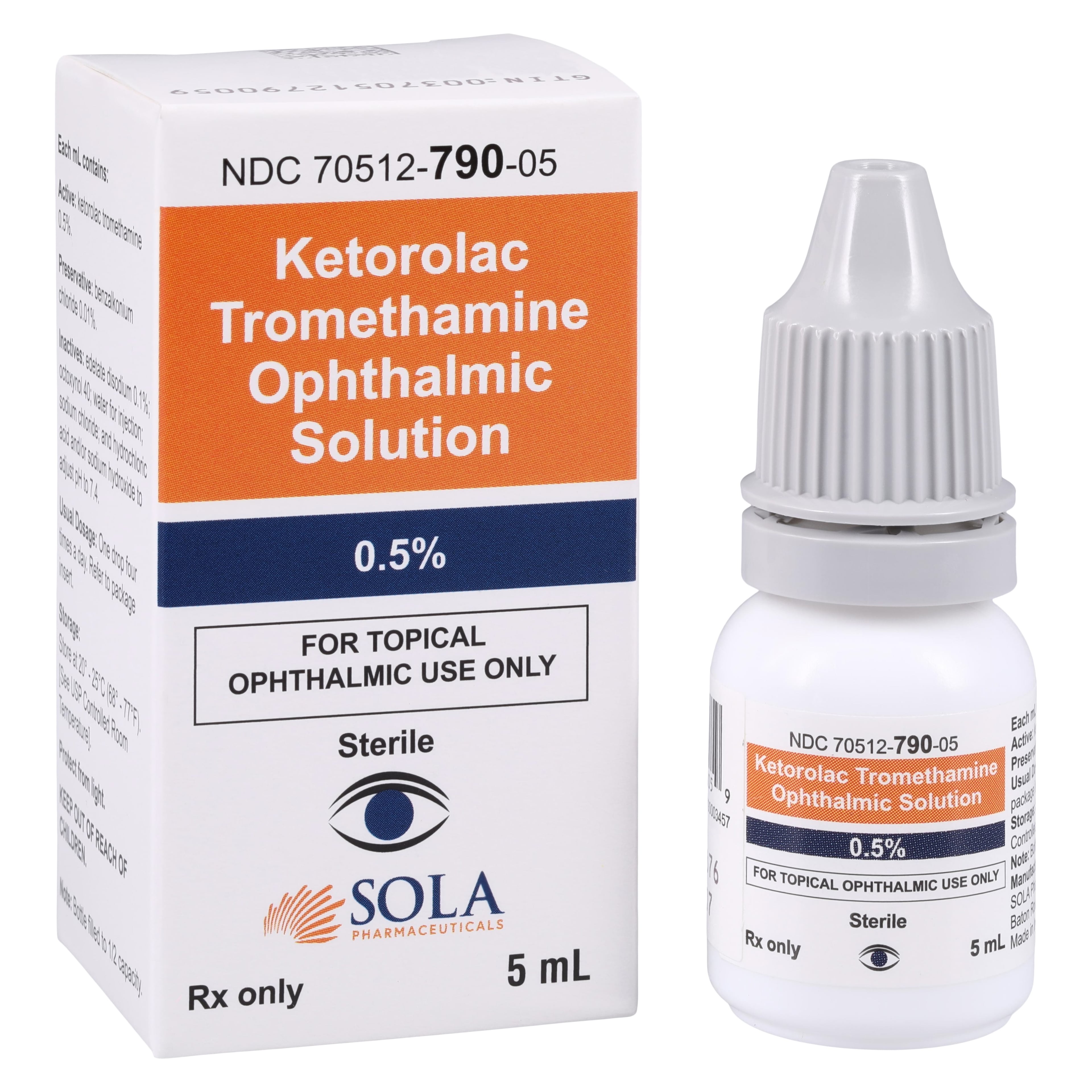 Ketorolac Tromethamine Ophthalmic Solution 0.5%, 5mL Bottle, Each