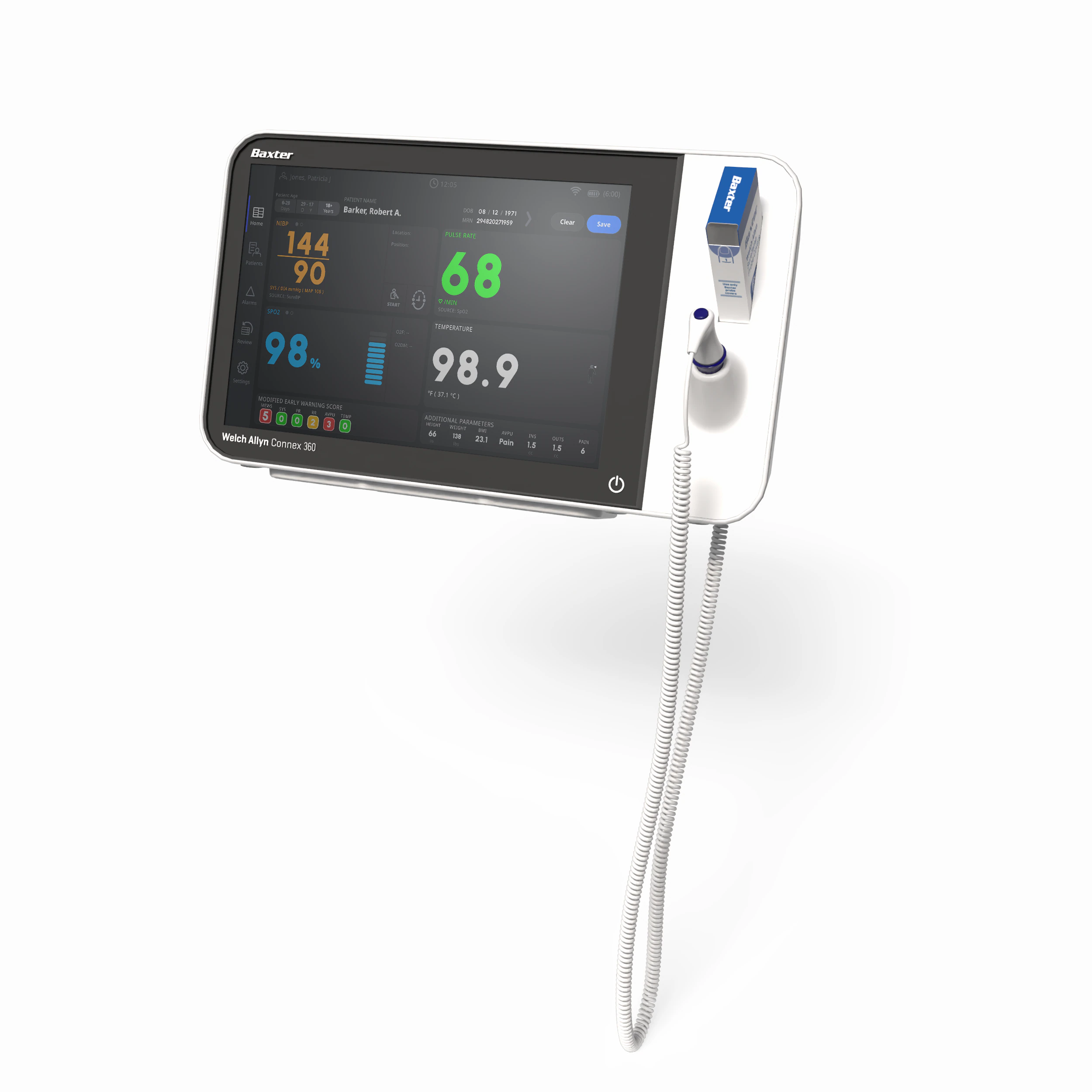 Welch Allyn Connex 360 Vital Signs Monitor with Masimo SET SpO2 and SureTemp Thermometry (STD)