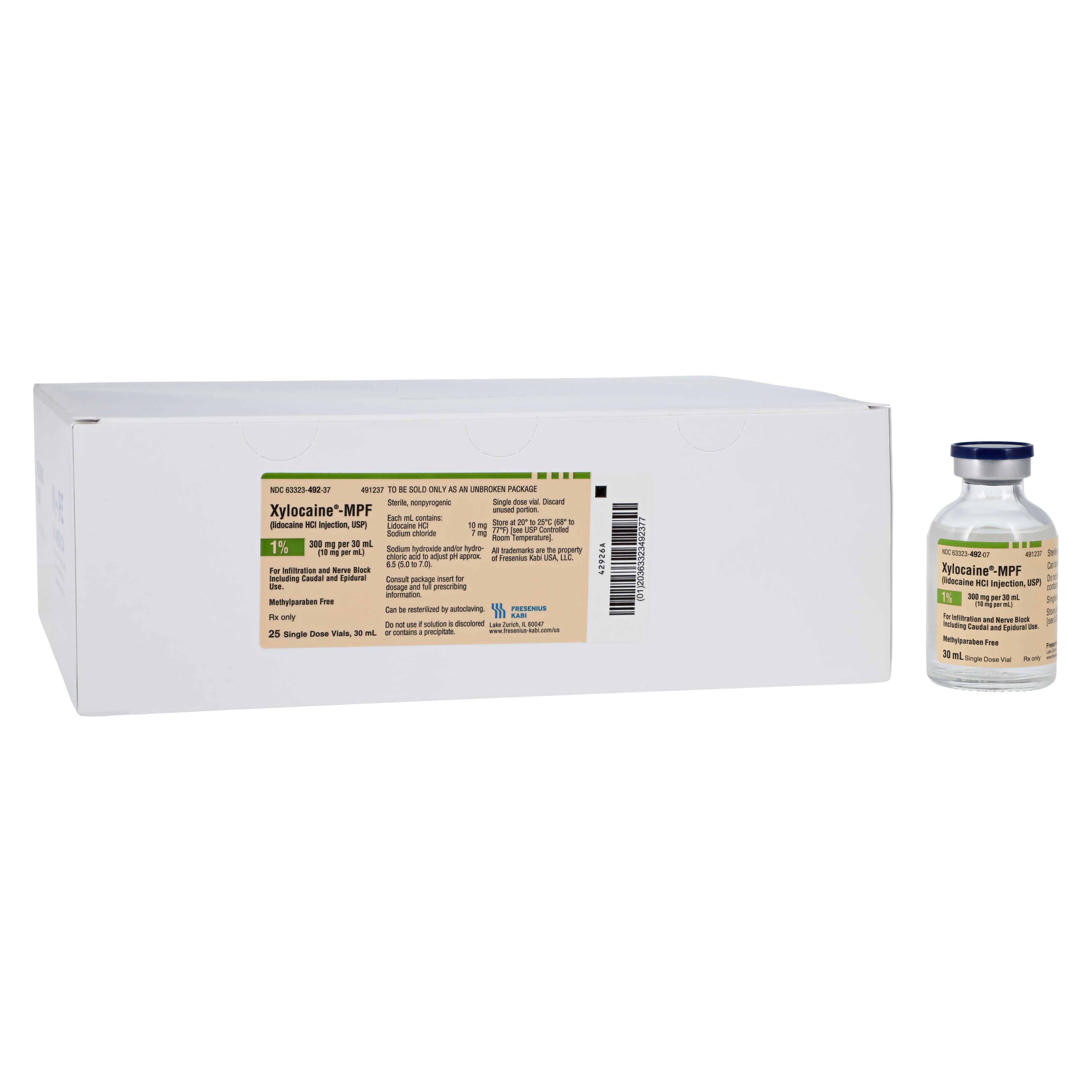 Xylocaine Injection 1% Preservative Free (MPF), Single Dose Vial (SDV), 30mL, 25/Box