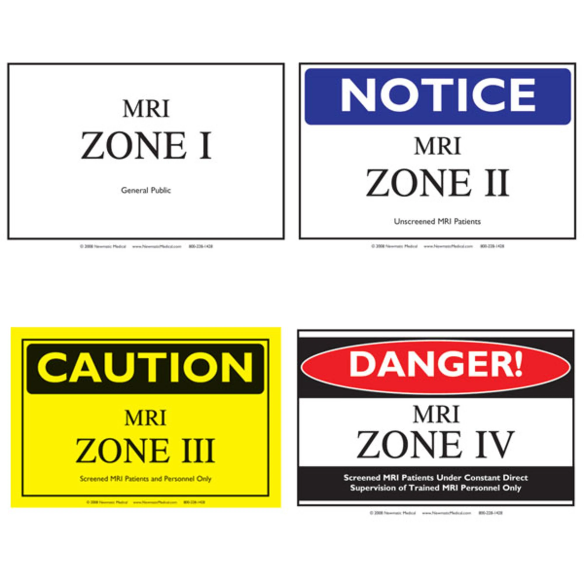 Marketlab MRI Zone Combo Pack of 4 Signs, PVC
