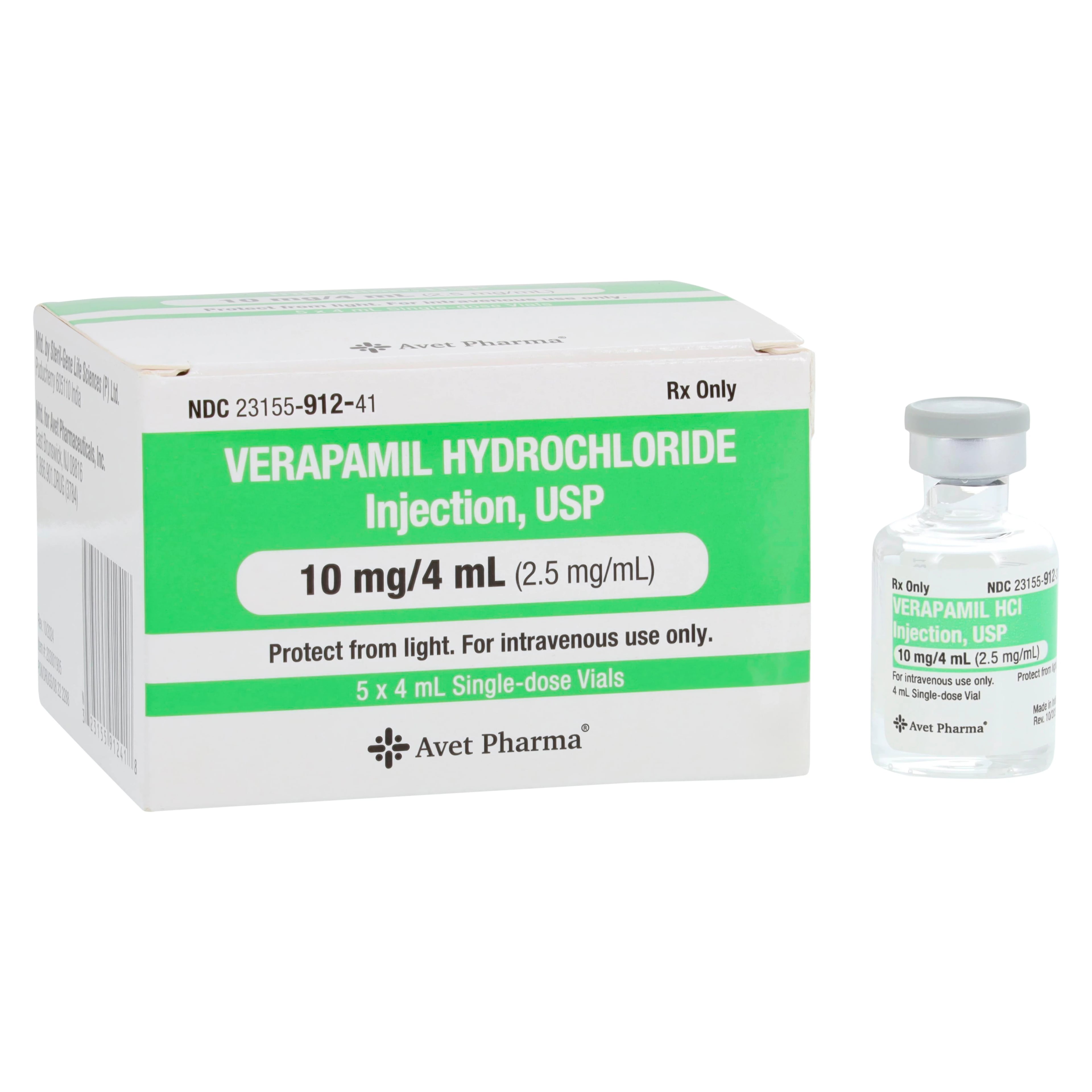 Verapamil HCl Injection SDV 2.5mg/mL, 4mL Single Dose Vial, 5/Package