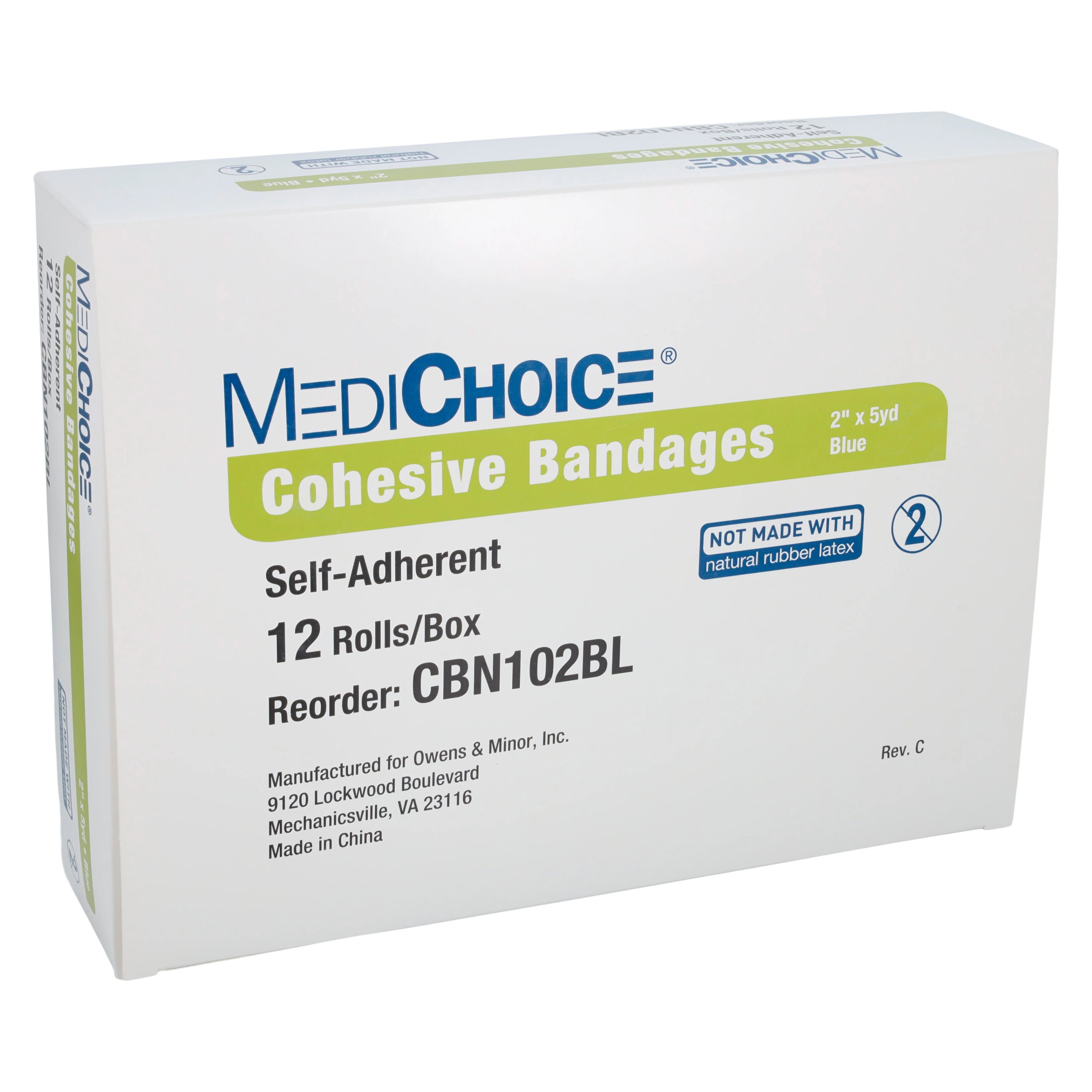 MediChoice Cohesive Bandage, 2" x 5 yd, Blue, Non-Sterile, 36/Box