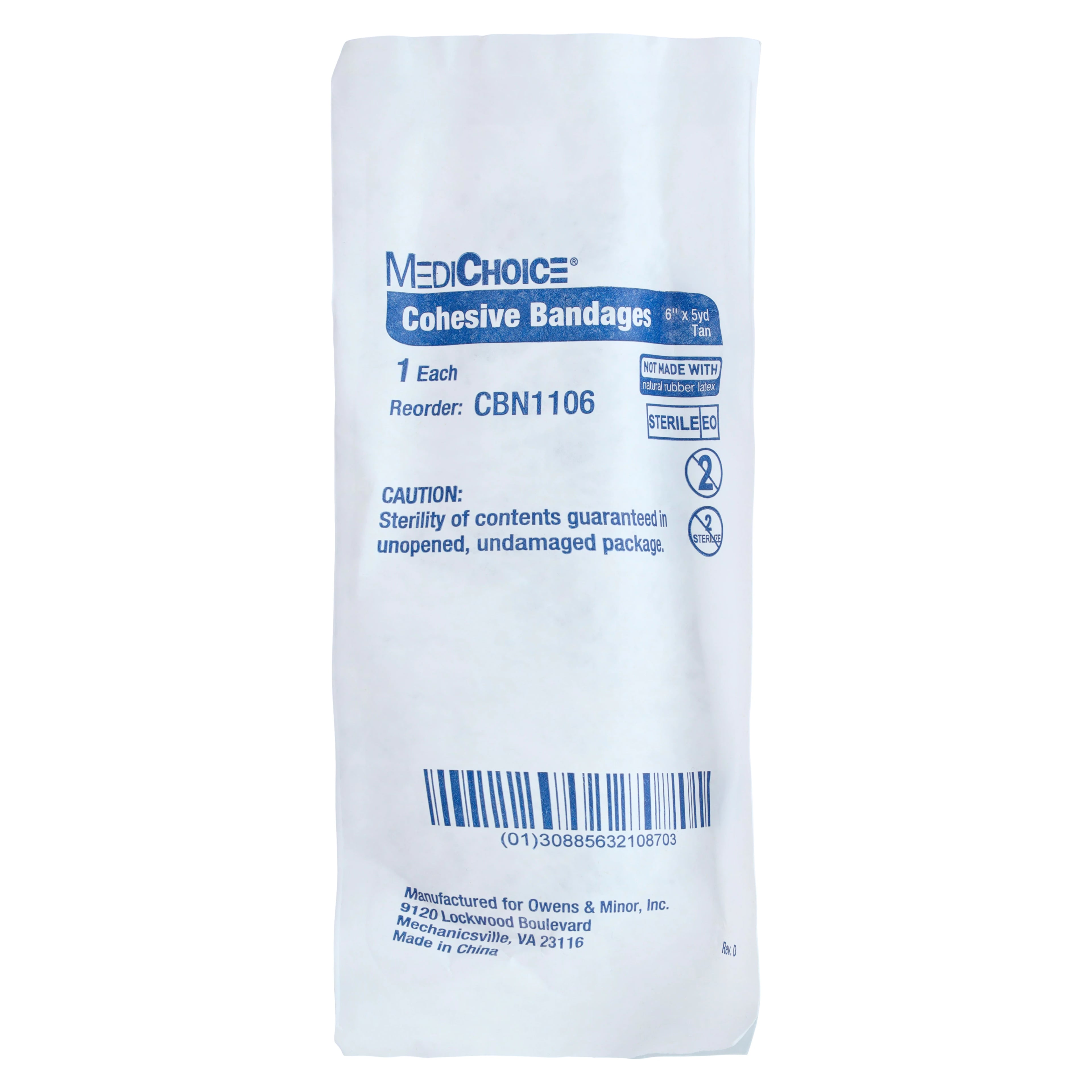 MediChoice Cohesive Bandage, 6" x 5 yd, Tan, Sterile, Each