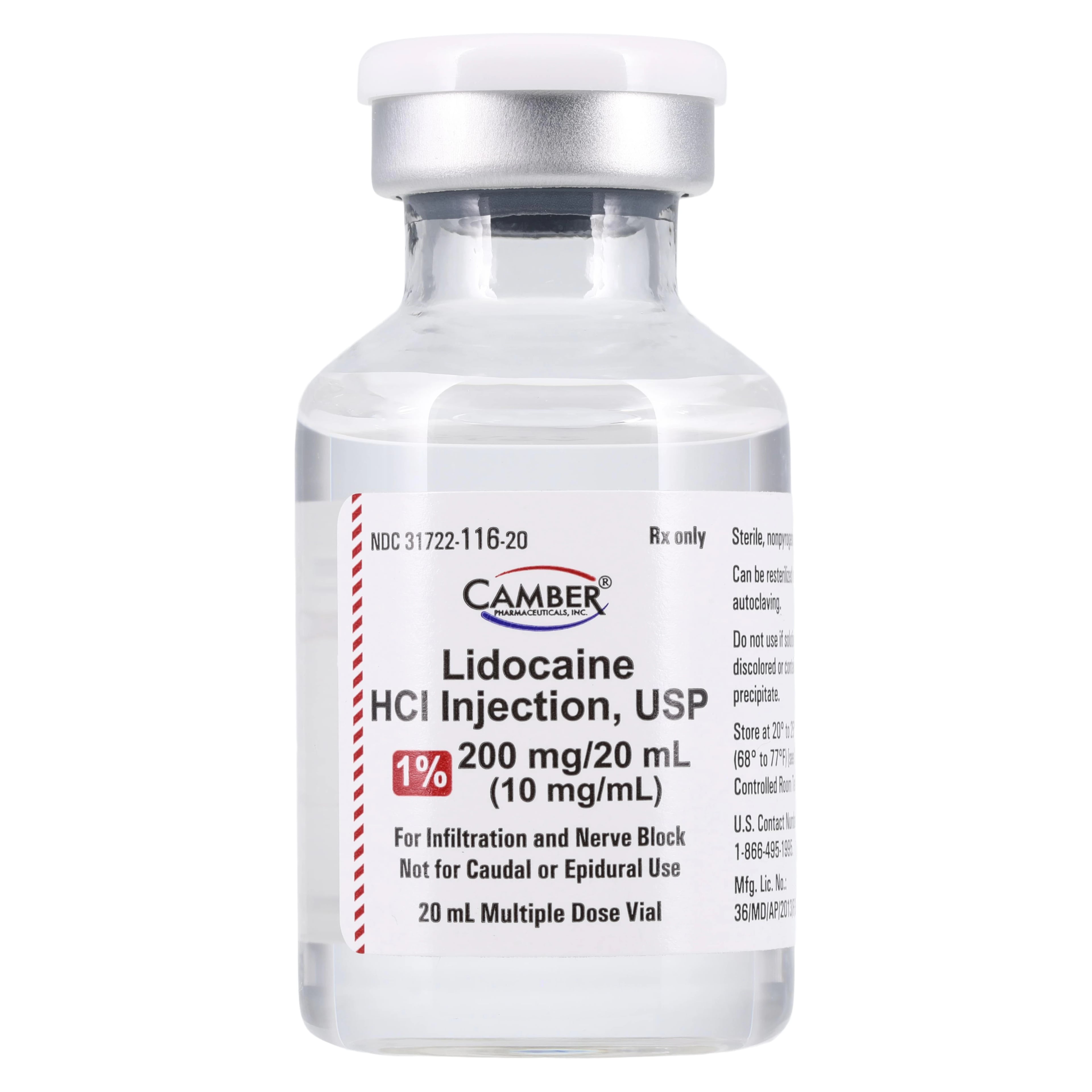 Lidocaine HCl Injection 1% MDV 20mL, Camber Pharmaceuticals