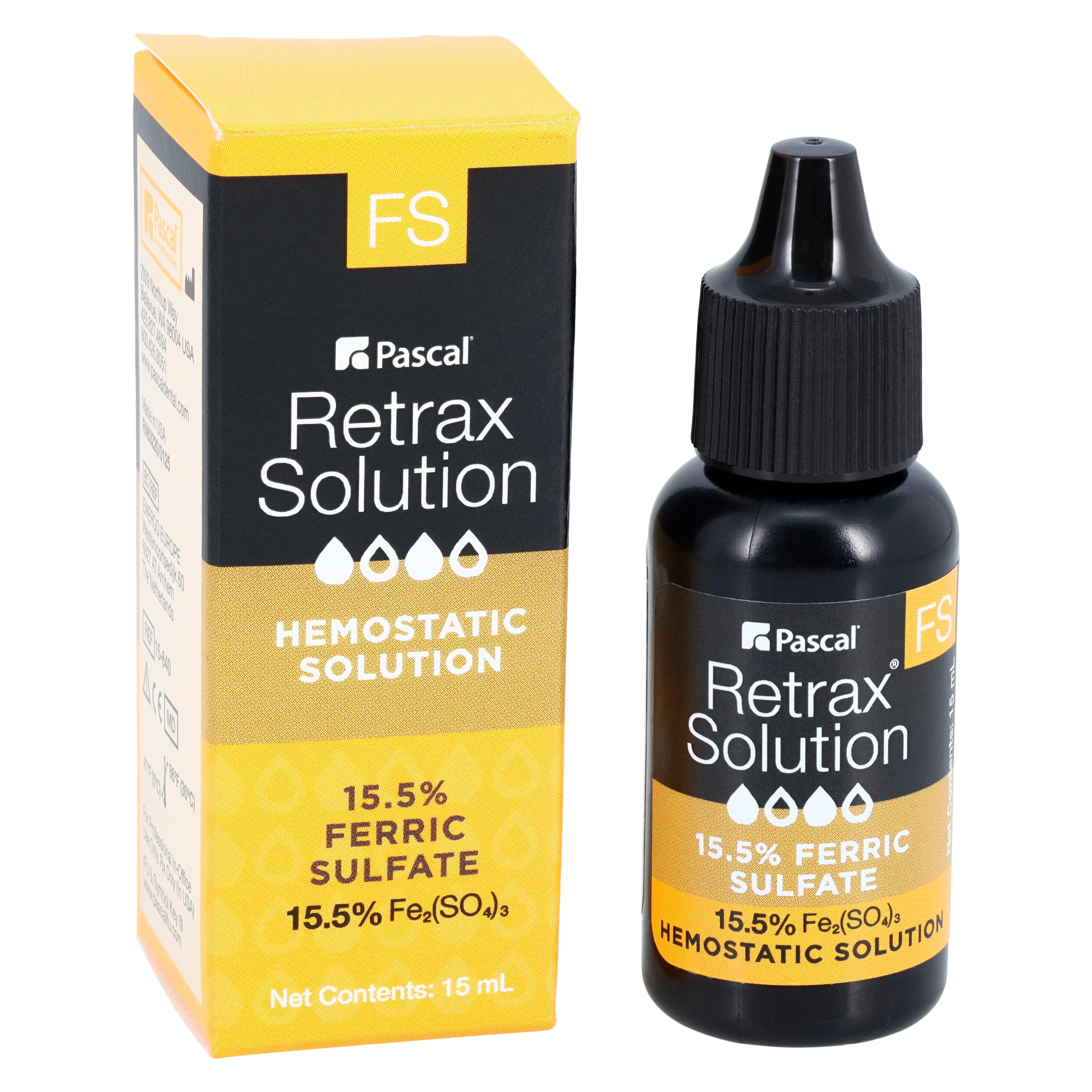 Pascal Retrax FS Hemostatic Solution, 15.5% Ferric Sulfate, Unflavored, 15 mL Bottle, 15-640