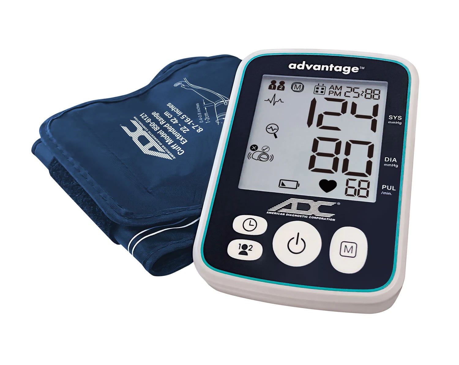 American Diagnostic Advantage Auto/Digital Blood Pressure Monitor, Adult Extended Range, Upper Arm, 22-42cm Cuff, LCD Screen, Latex-Free