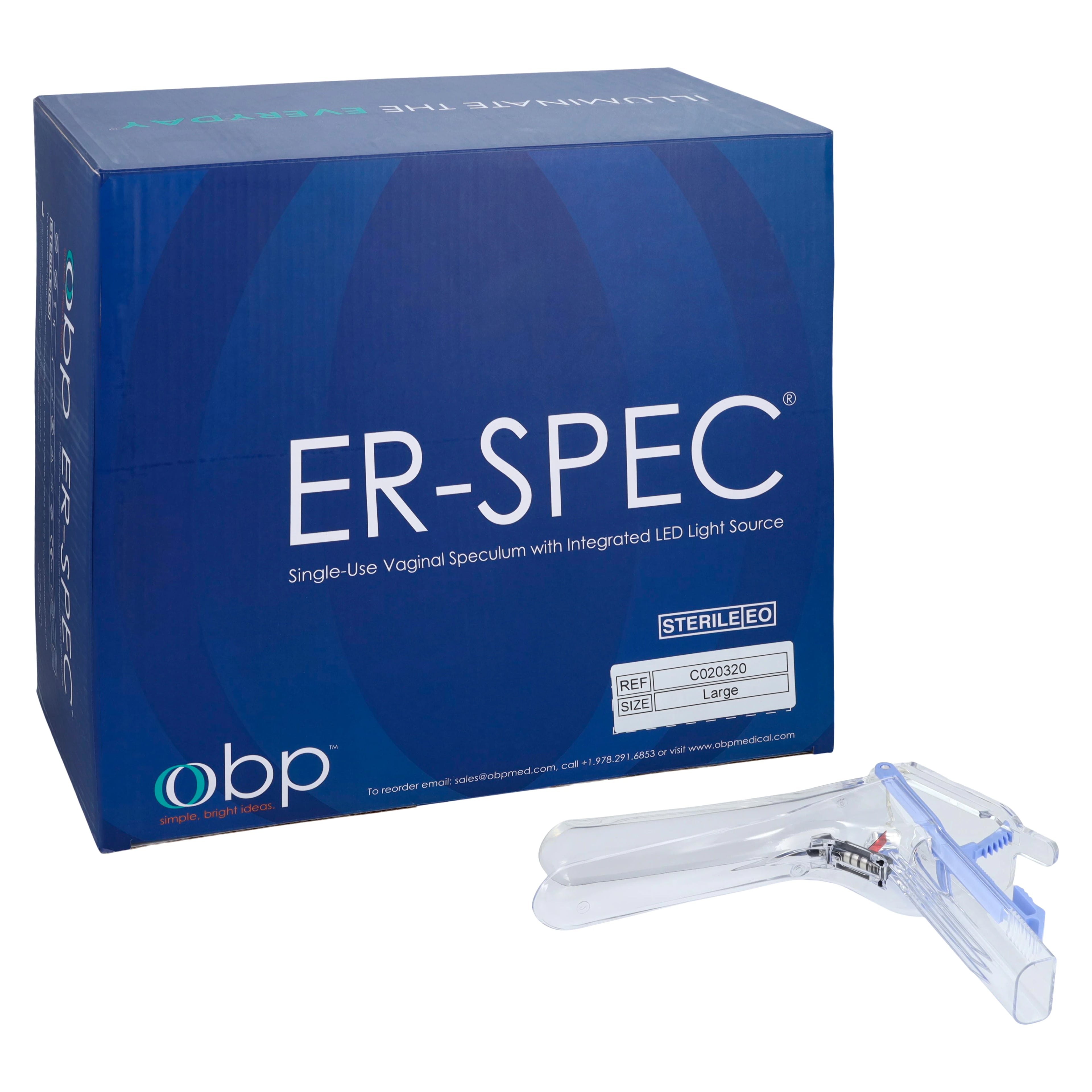 ER-SPEC Vaginal Speculum, LED Lighted, Large, 12/Box