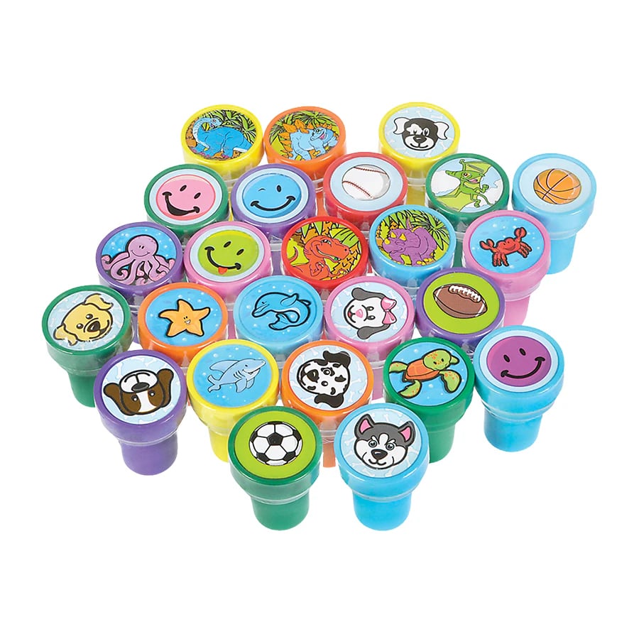 Sherman Specialty Plastic Stamper Assortment, Self-Inking, Assorted Designs, 1-1/4", 50/Pack, JV604