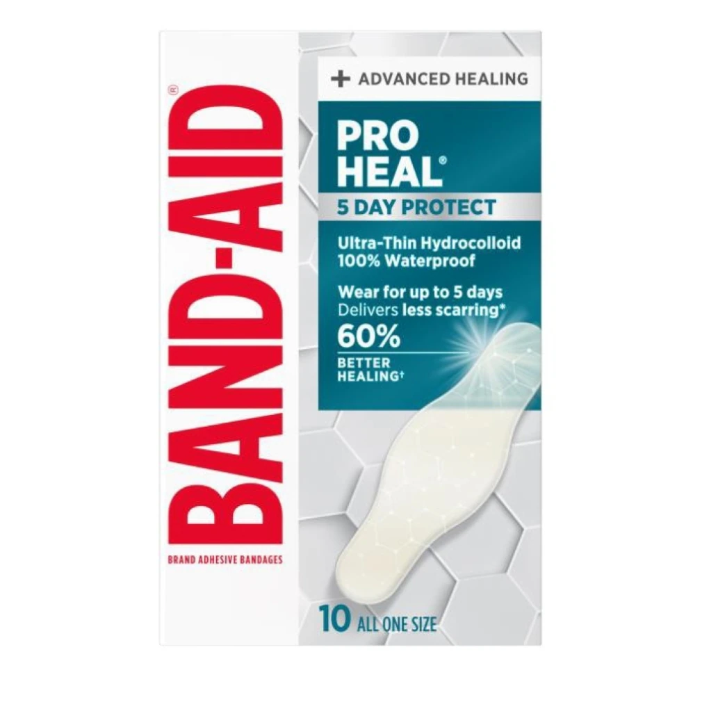 Band-Aid Pro Heal Hydrocolloid Adhesive Bandage, One Size, Natural, Sterile, 10/Box