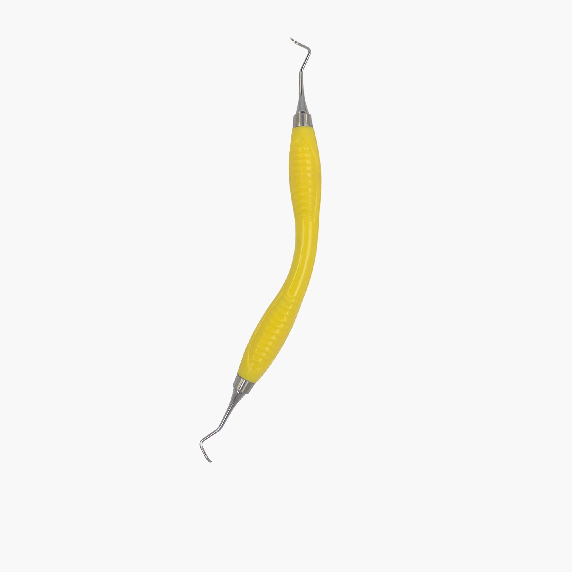 ErgoFlex 204S Posterior Sickle Scaler, Double-Ended, Adaptive Silicone Handle, Stainless Steel, Yellow, EH1017