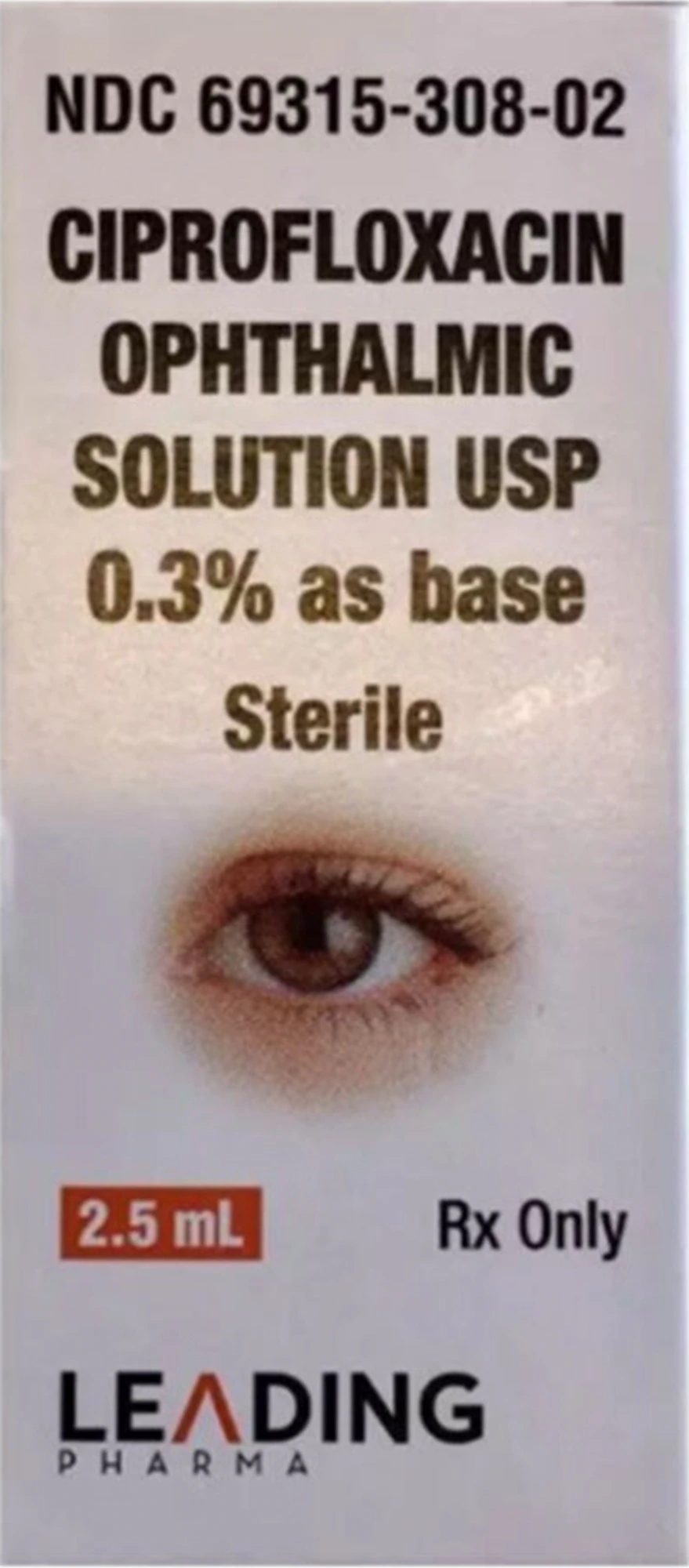 Ciprofloxacin HCl Ophthalmic Solution 0.3%, 2.5 mL Bottle