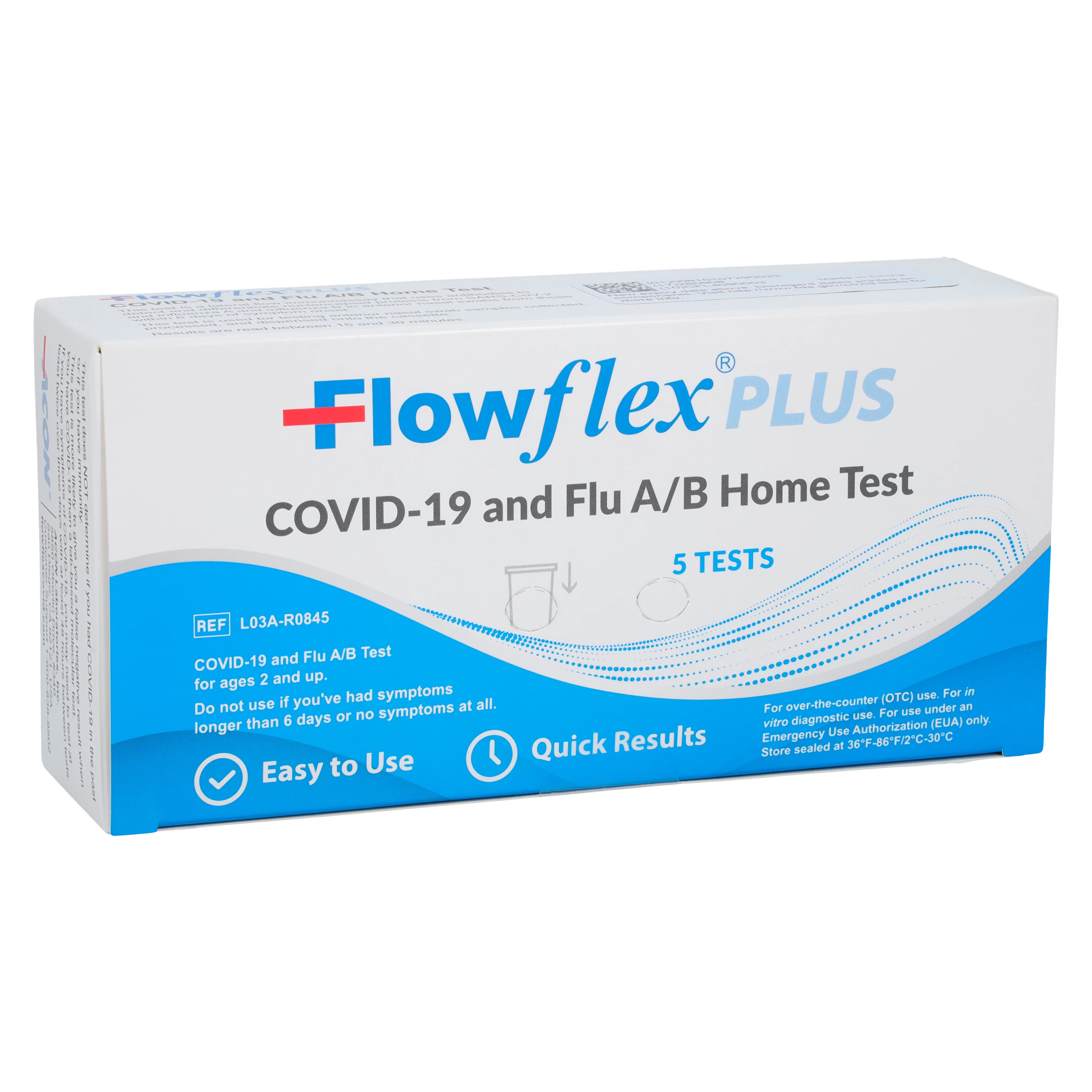 FlowFlex Plus COVID-19 and Flu A&B In-Home Test Kit, OTC, 5/Box