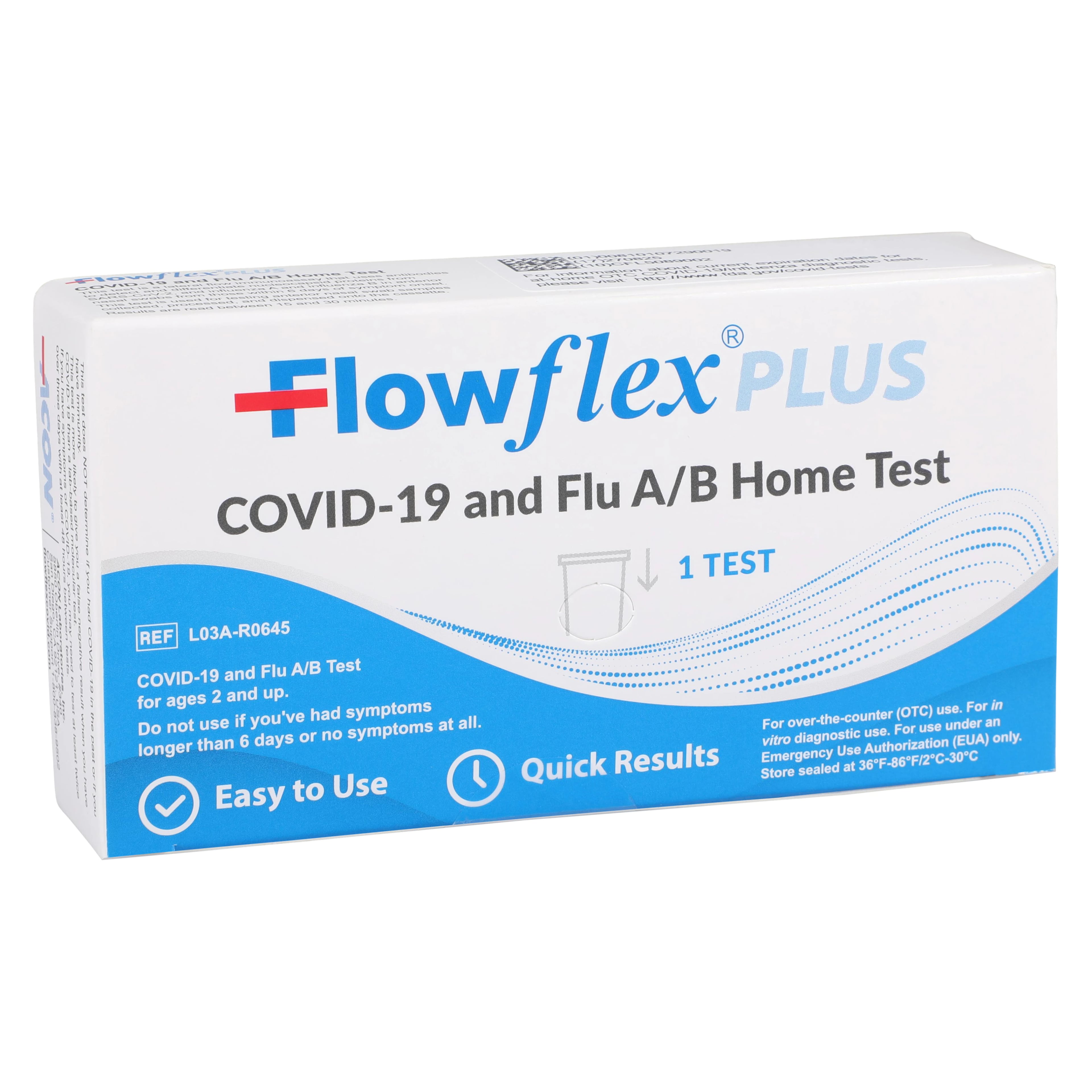 FlowFlex Plus COVID-19 and Flu A&B In-Home Test Kit, OTC, 1/Box