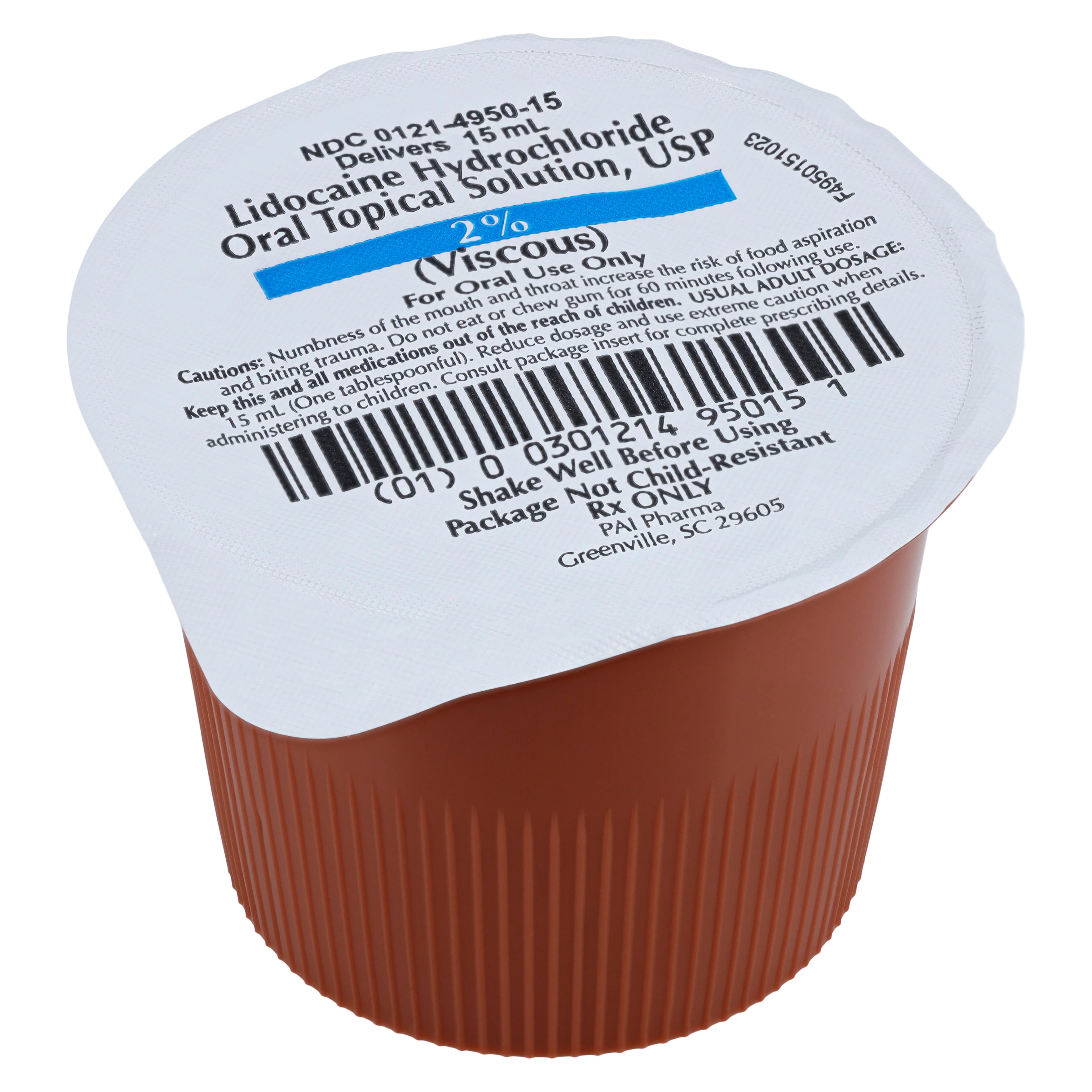 Lidocaine HCl Viscous Oral Solution 2%, Unit Dose 15mL, 40/Package