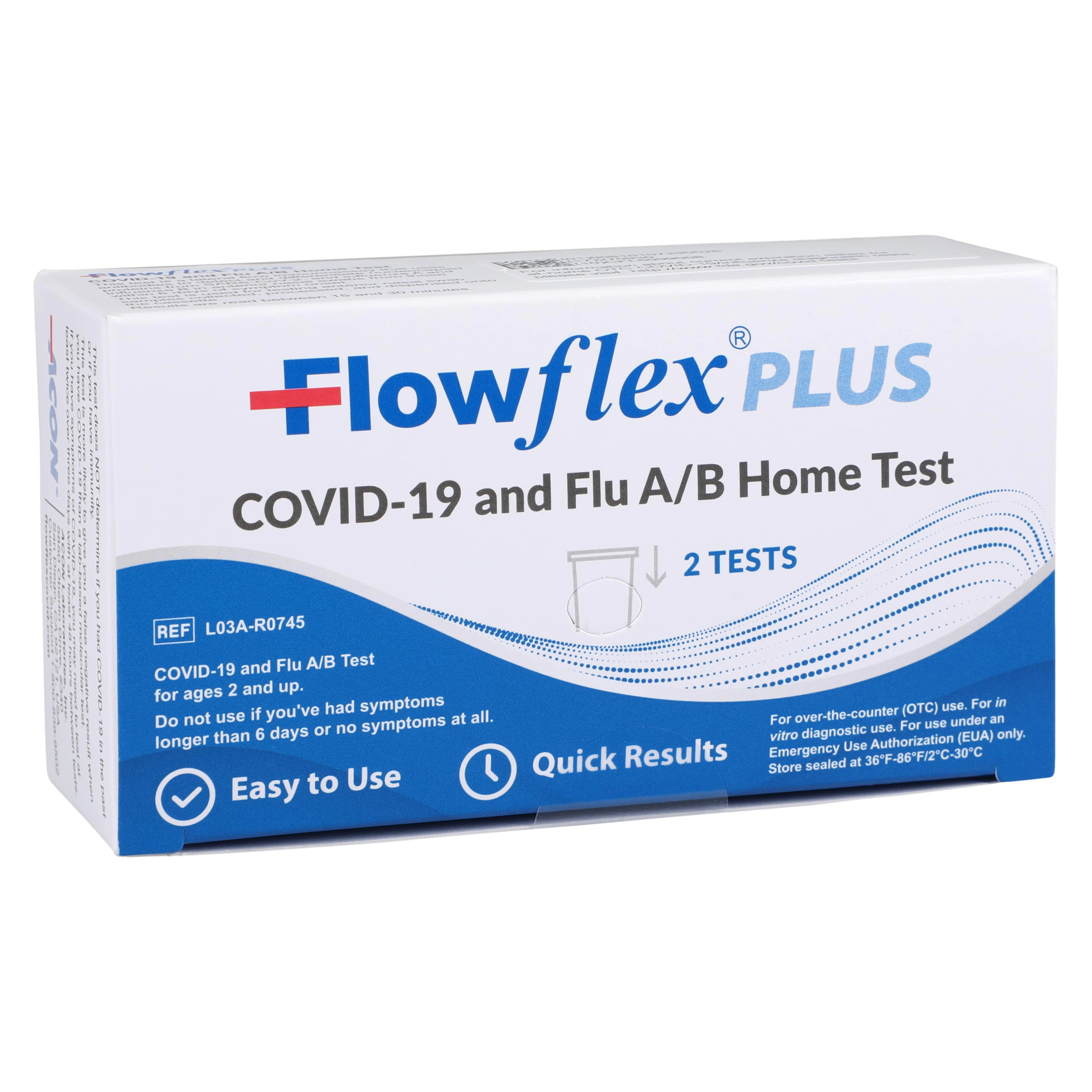 FlowFlex Plus COVID-19/Flu A&B In-Home Test Kit, OTC, 2/Box