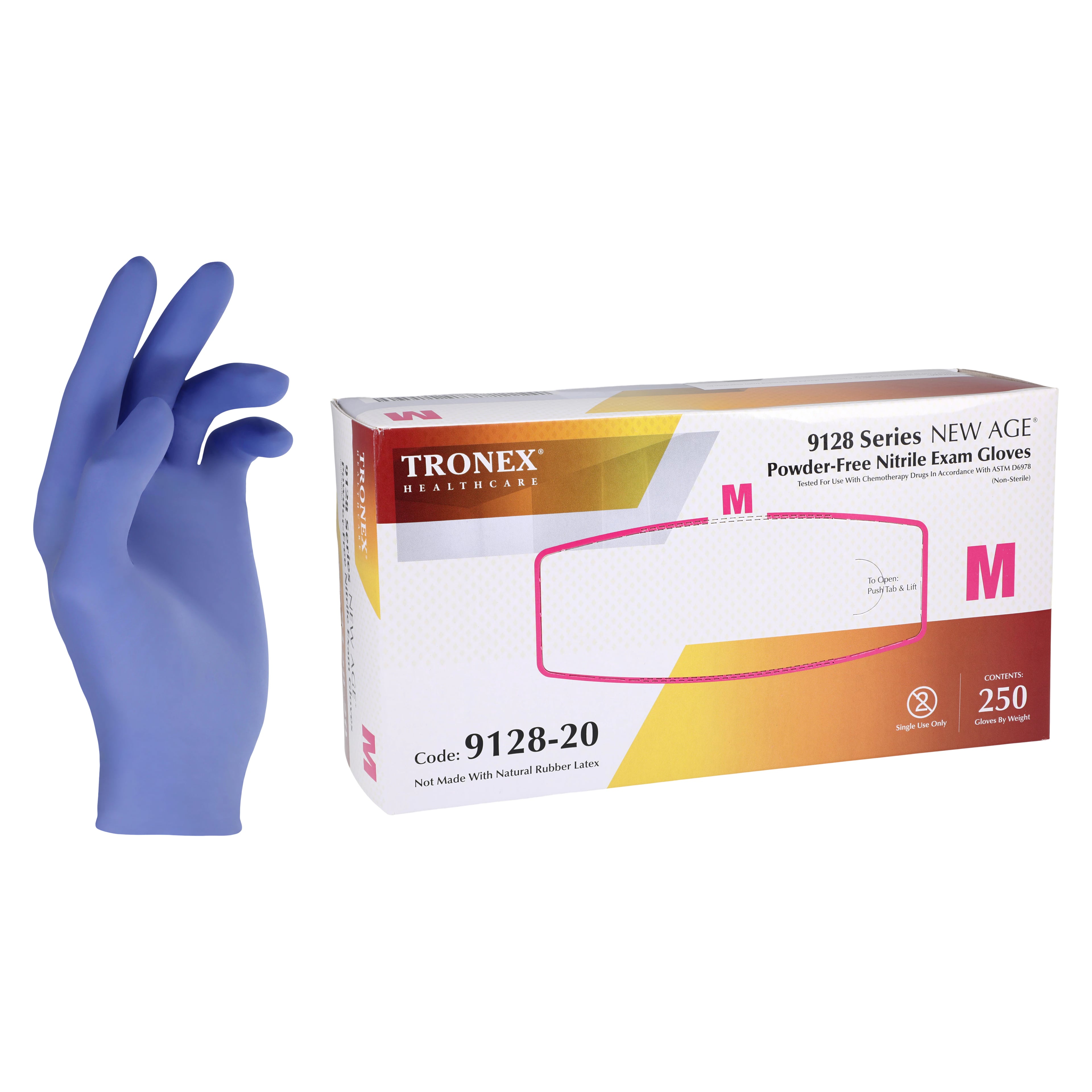New Age Nitrile Exam Gloves, Medium, Blue, Non-Sterile, 250/Box