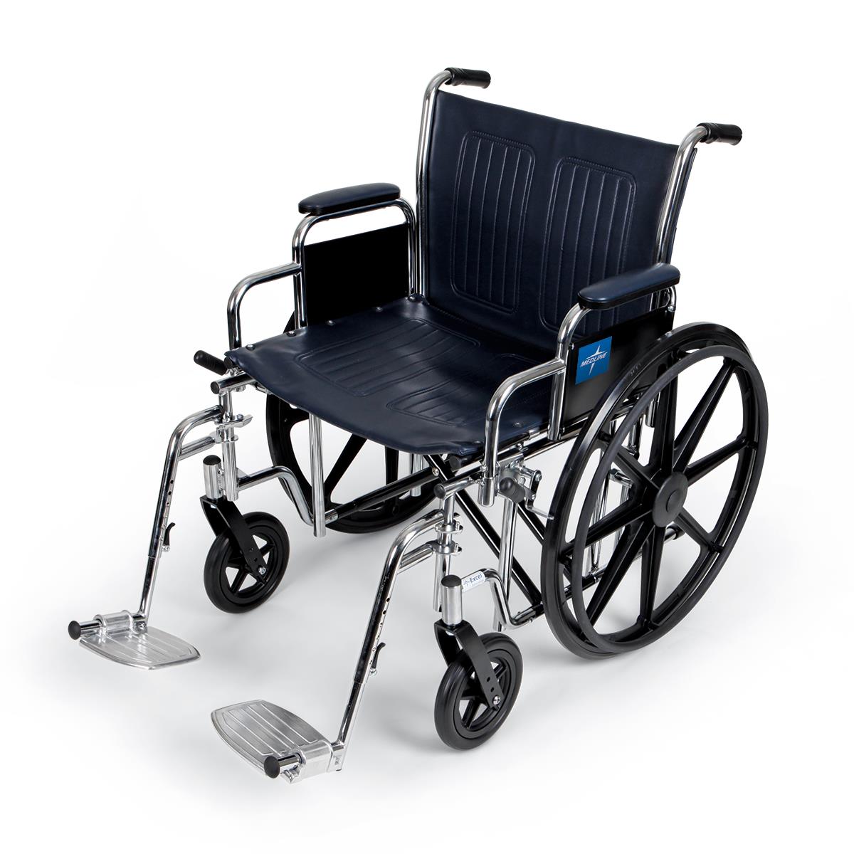 Medline Excel Wheelchair with Removable Desk-Length Arms and Swing-Away Footrests, 20"W, 1 Each