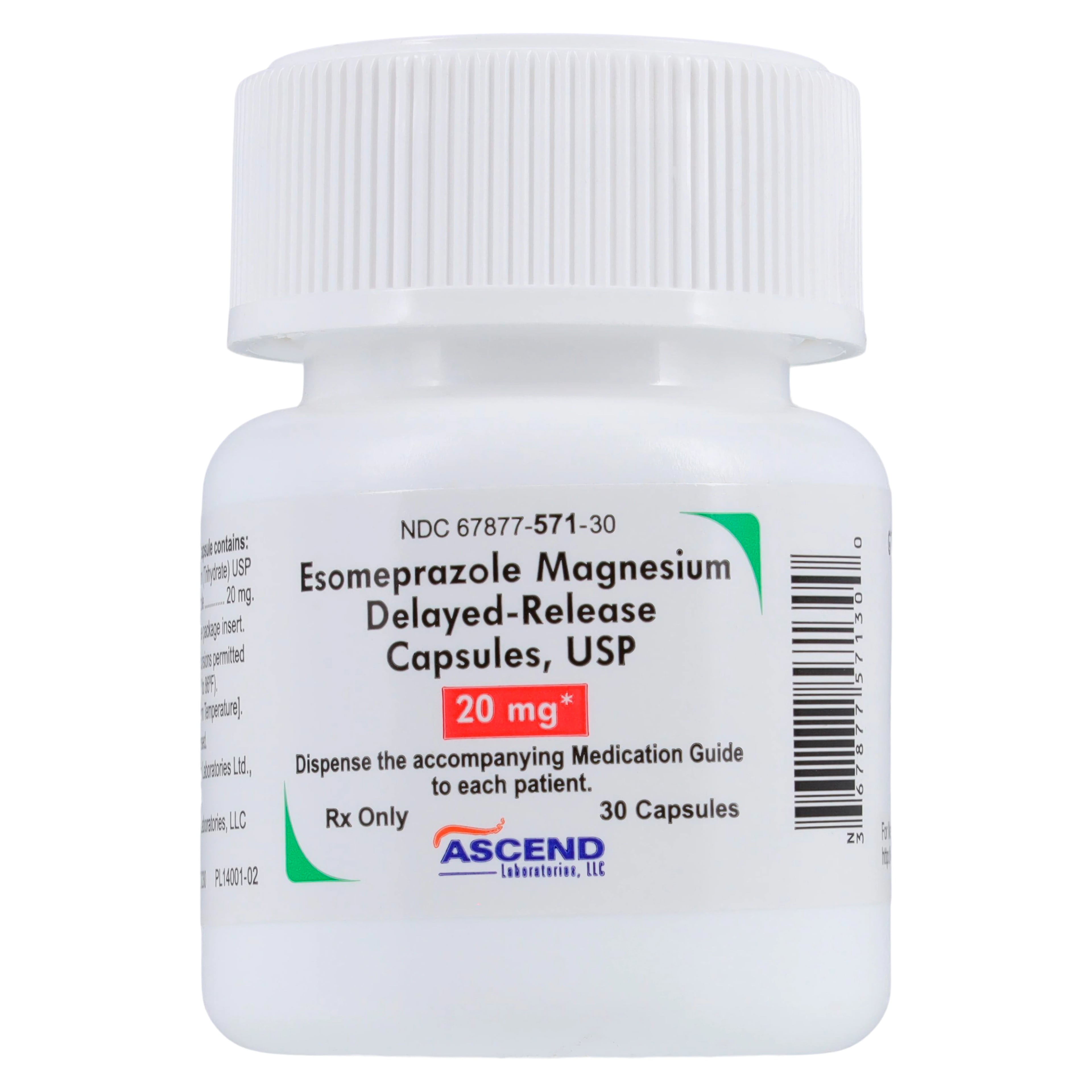 Esomeprazole Magnesium DR Capsules, 20mg, 30/Bottle, Ascend Laboratories