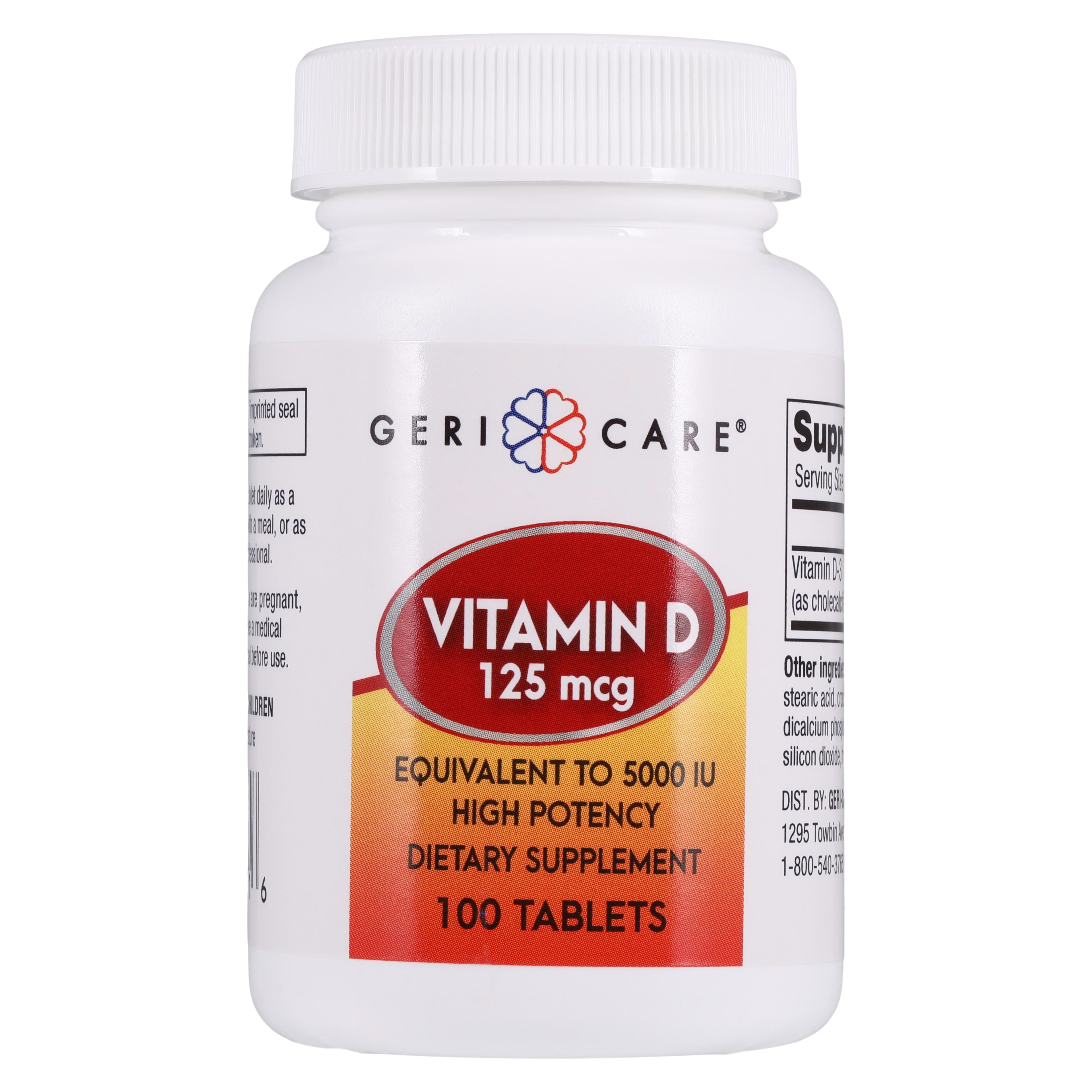 Geri-Care Vitamin D3 Tablets, 125mcg, 100/Bottle, 01KT0J083EZSS0VZNRRJT99RWM