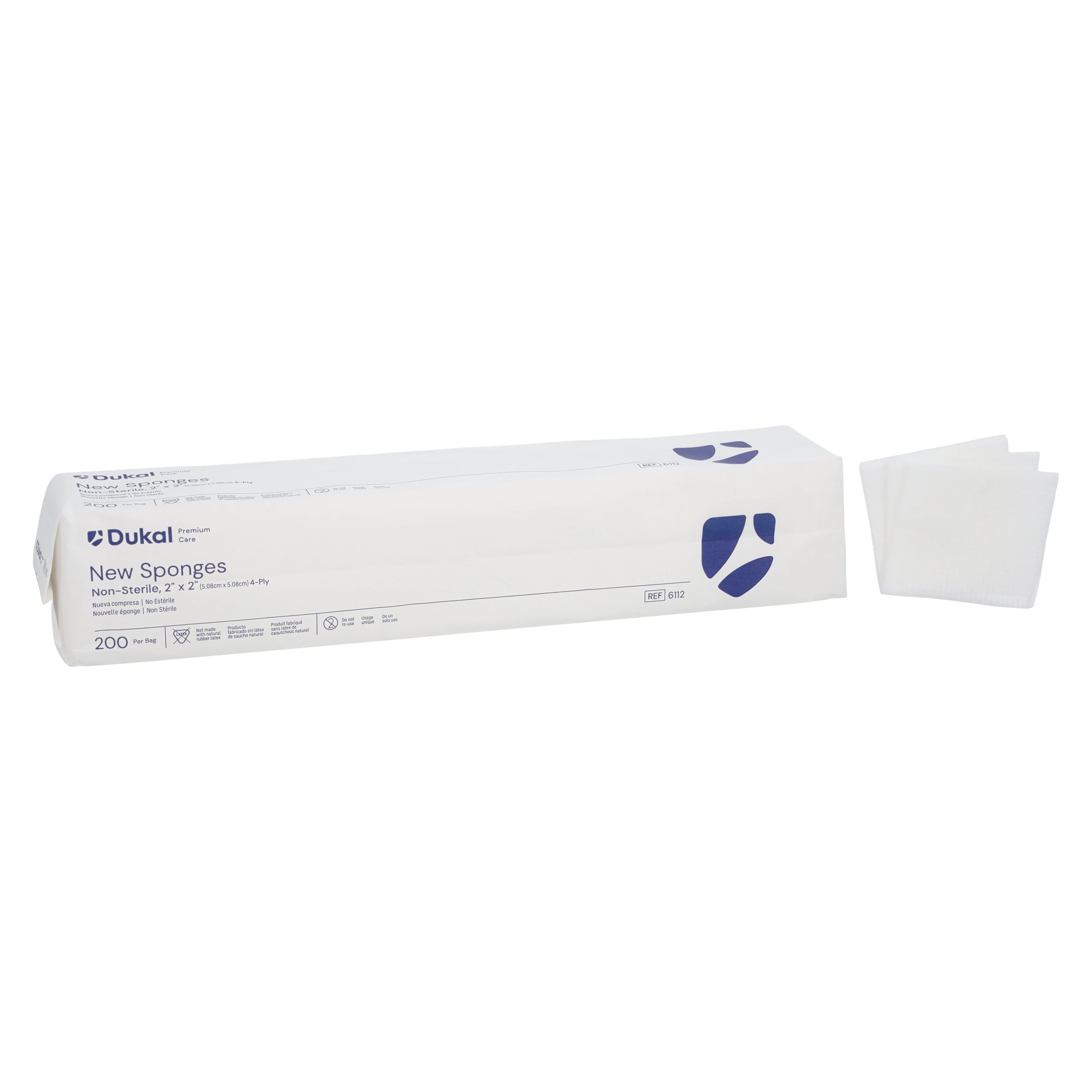 Dukal Premium Care Nonwoven Sponge, 4-Ply, 2x2", Non-Sterile, Rayon/Poly Blend, Latex-Free