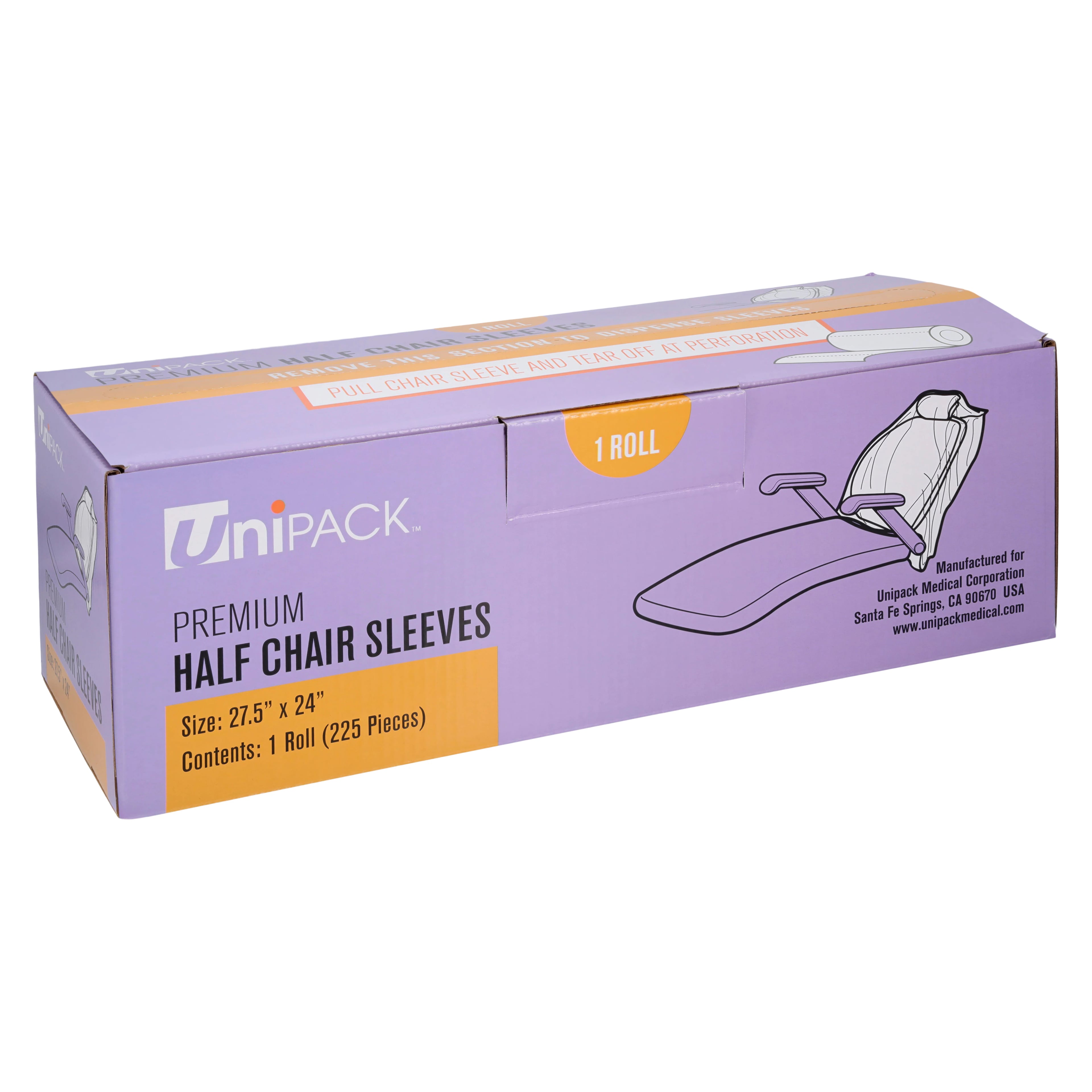 UniPACK Disposable Clear Half Chair Sleeves, 27.5" x 24" Roll, 225/Box