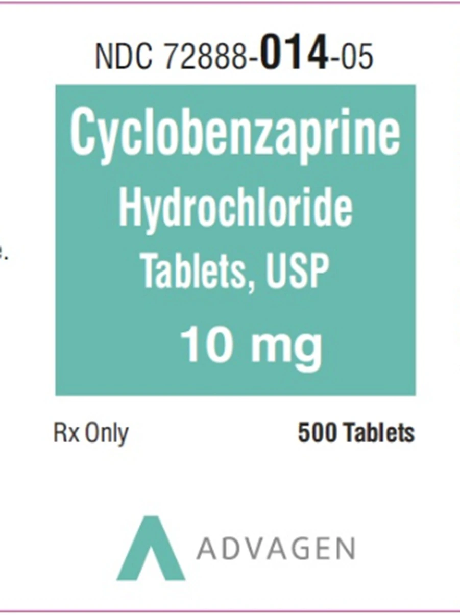 Cyclobenzaprine HCl Tablets 10 mg, 500 Count Bottle (AdvaGen Pharma)