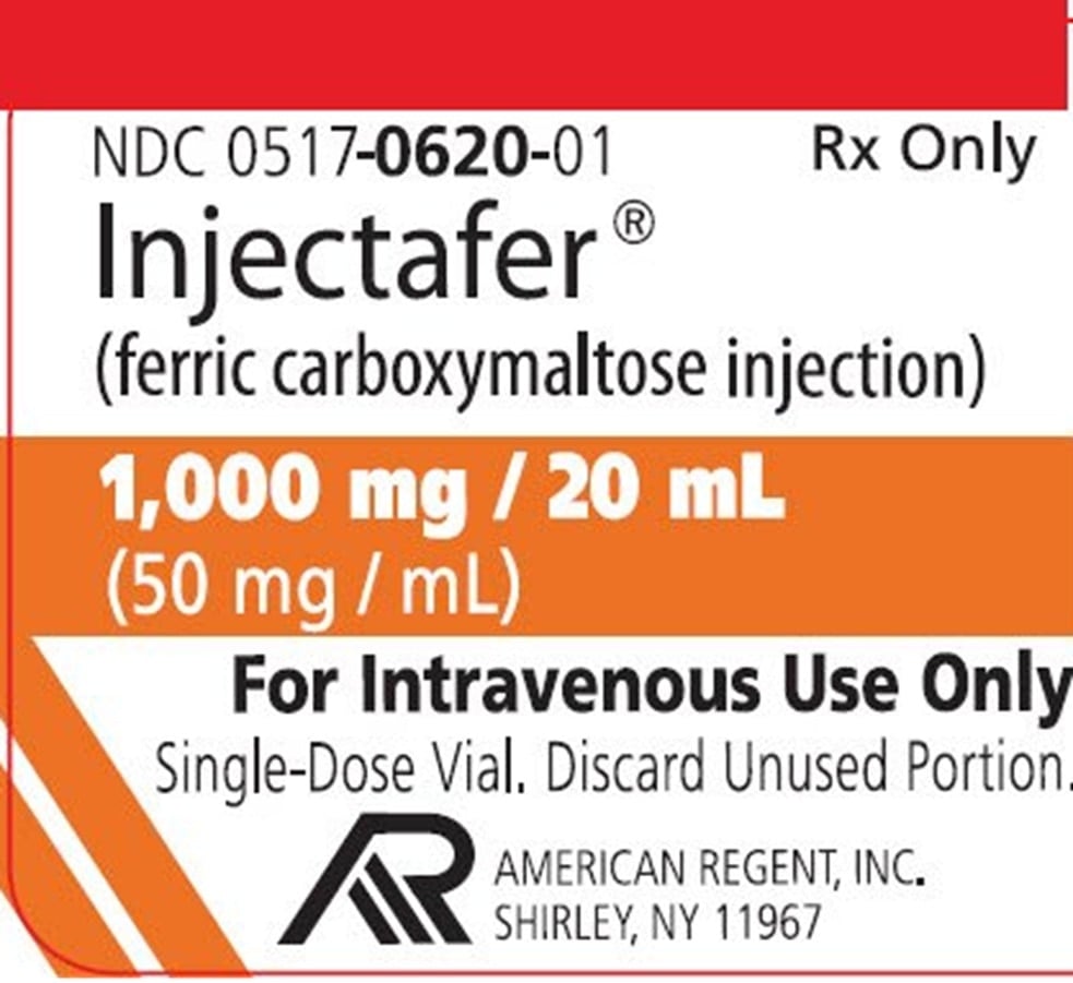 Injectafer Injection 50mg/mL SDV 20mL Each, 01KT0J0AC21J265XNRHD44SYM5