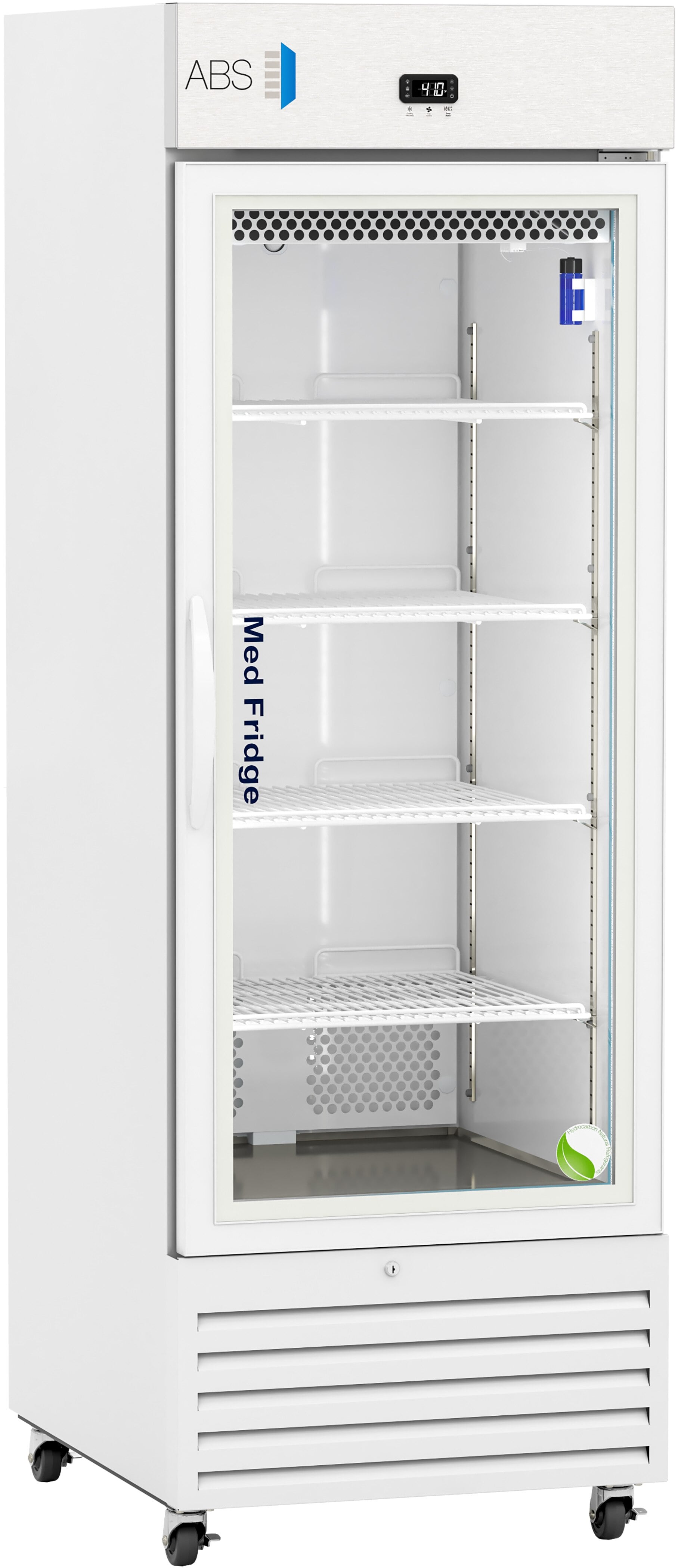 American Biotech Supply Standard Pharmacy Refrigerator, 23 Cu Ft, Glass Door, Right Hinge, +2 to 8°C, Cycle Defrost