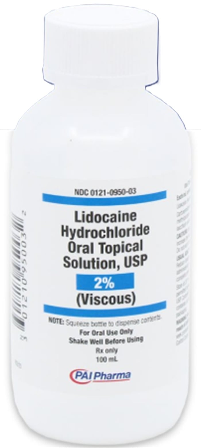 Lidocaine HCl Oral Solution Viscous 2%, 100 mL Bottle, Pharmaceutical Associates