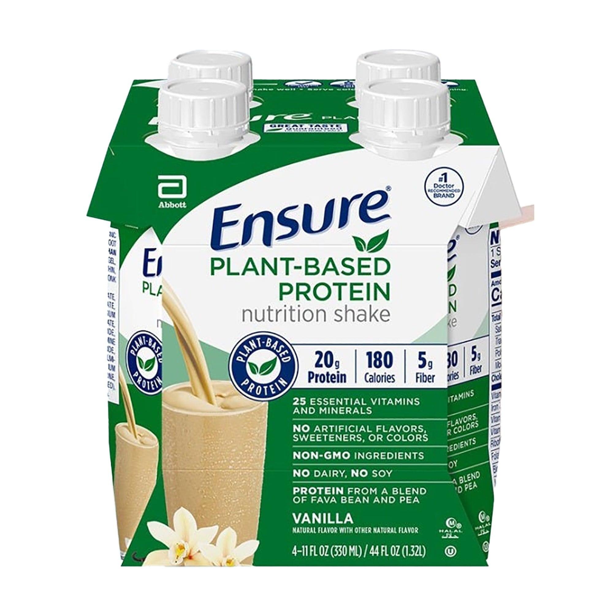 Ensure Plant-Based Protein Shake, Vanilla, 11 oz Bottles, 12/Case (3 x 4-Packs)