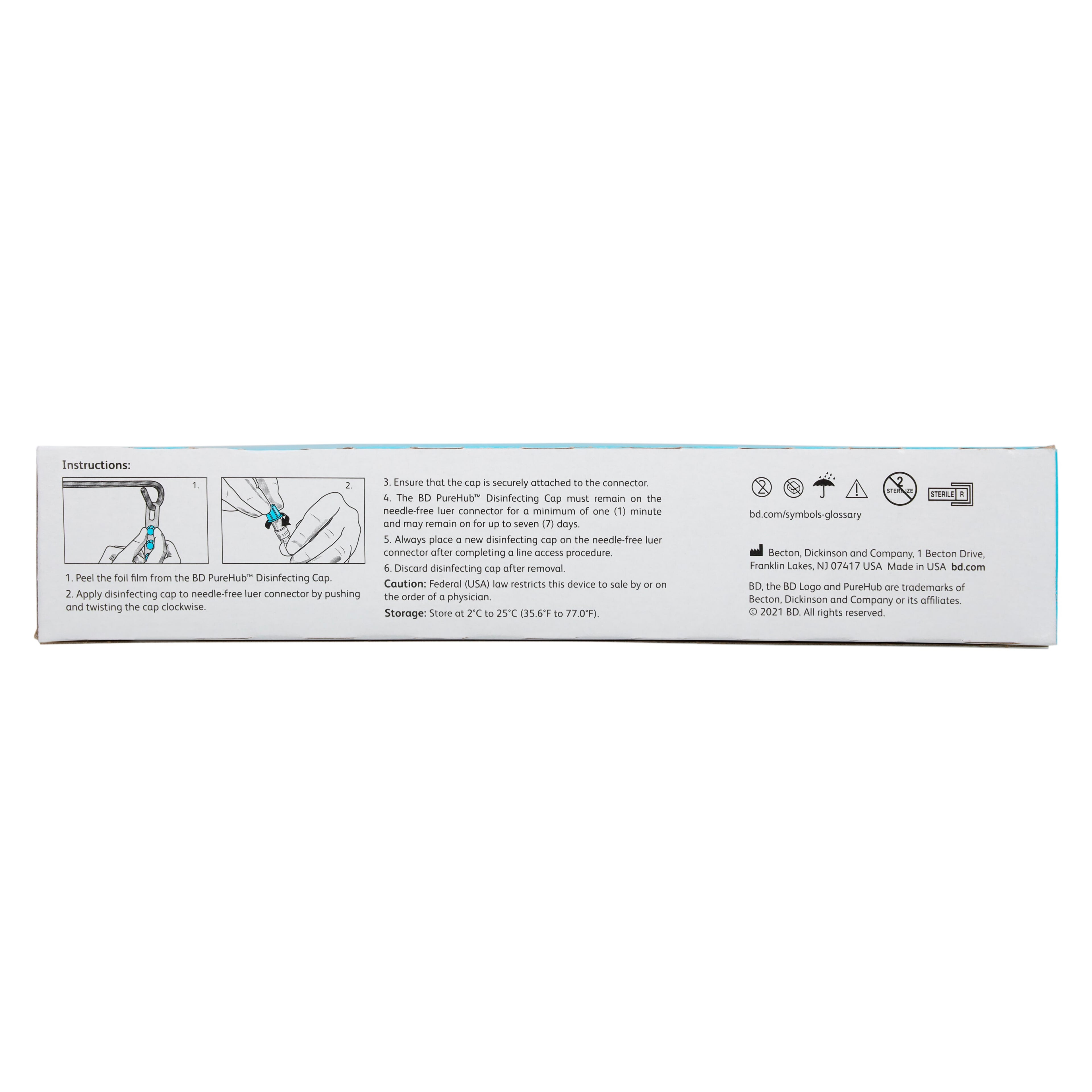 BD PureHub Disinfecting Cap, 300/Box