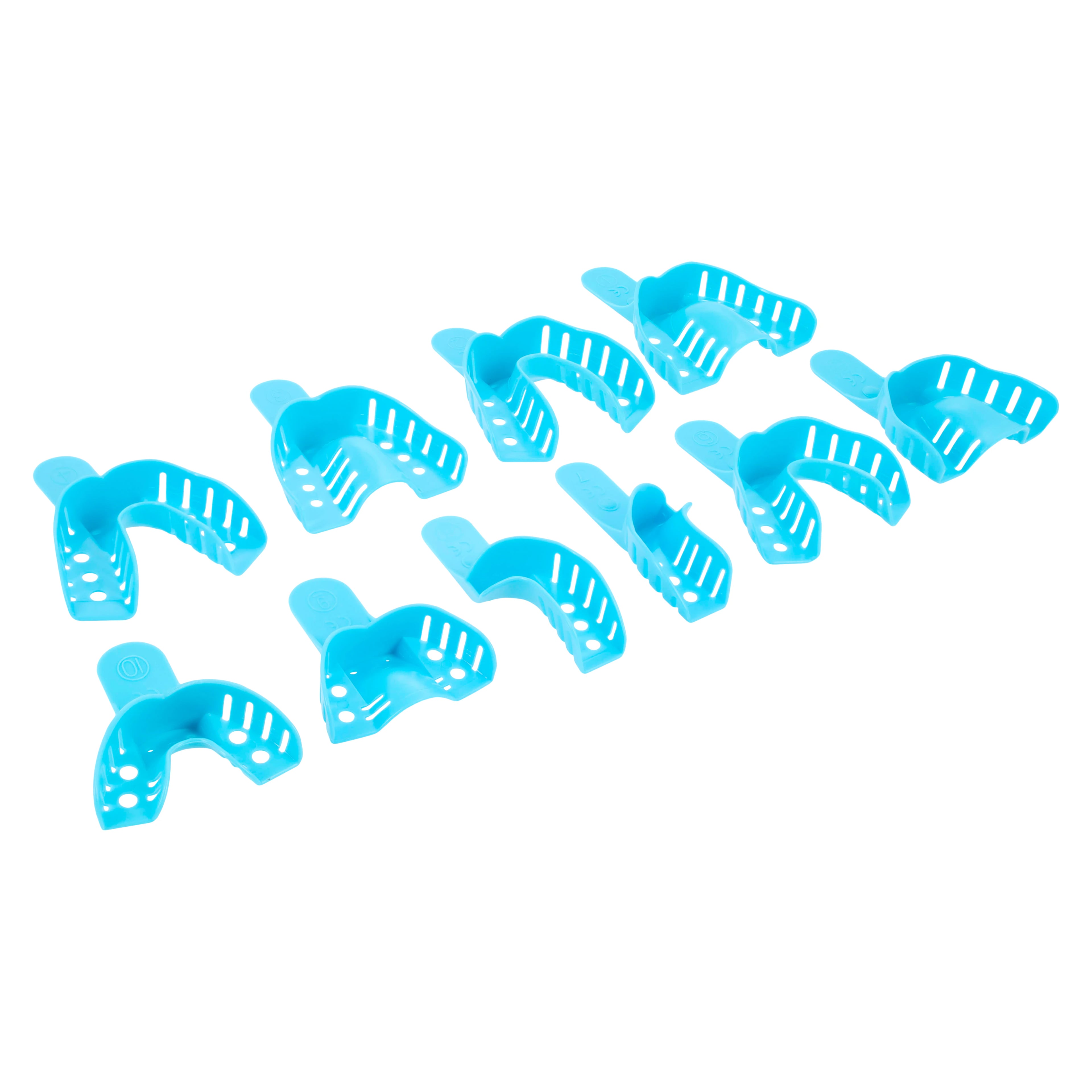 BLU-TRAY Impression Tray, Perforated, Rigid Plastic, Assorted, Disposable, 12/Bag