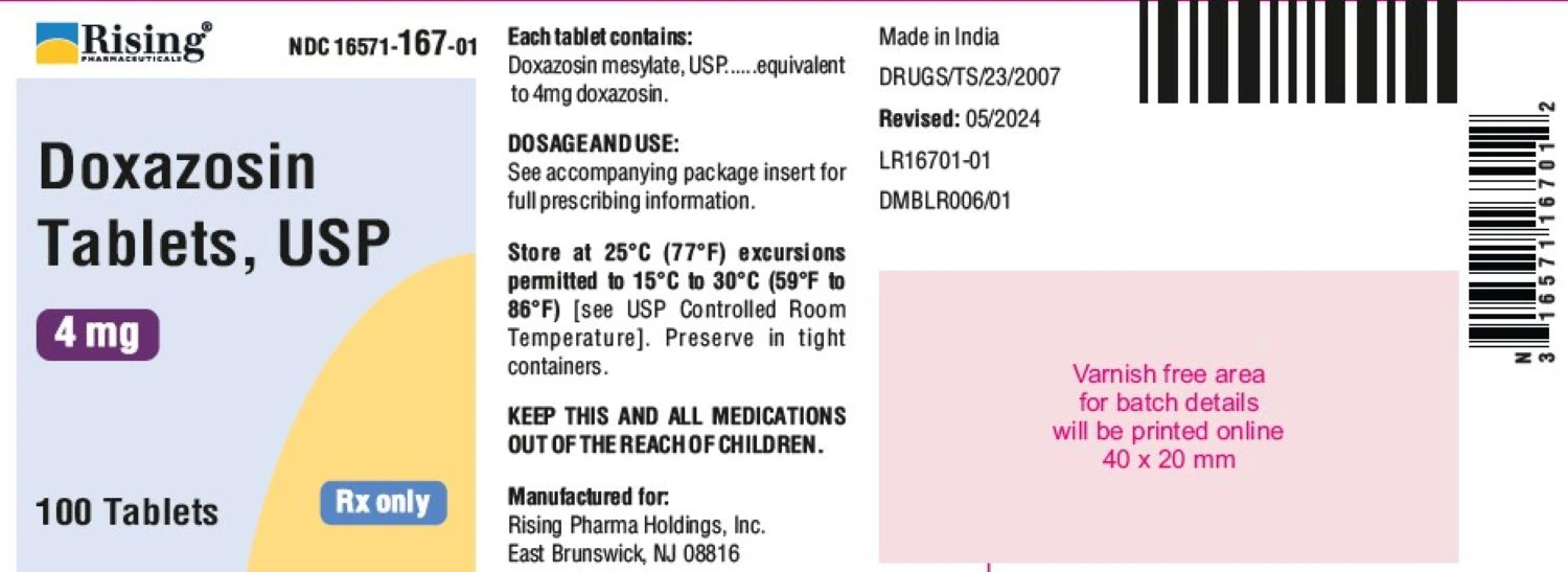 Doxazosin Mesylate Tablets, 4mg, 100/Bottle