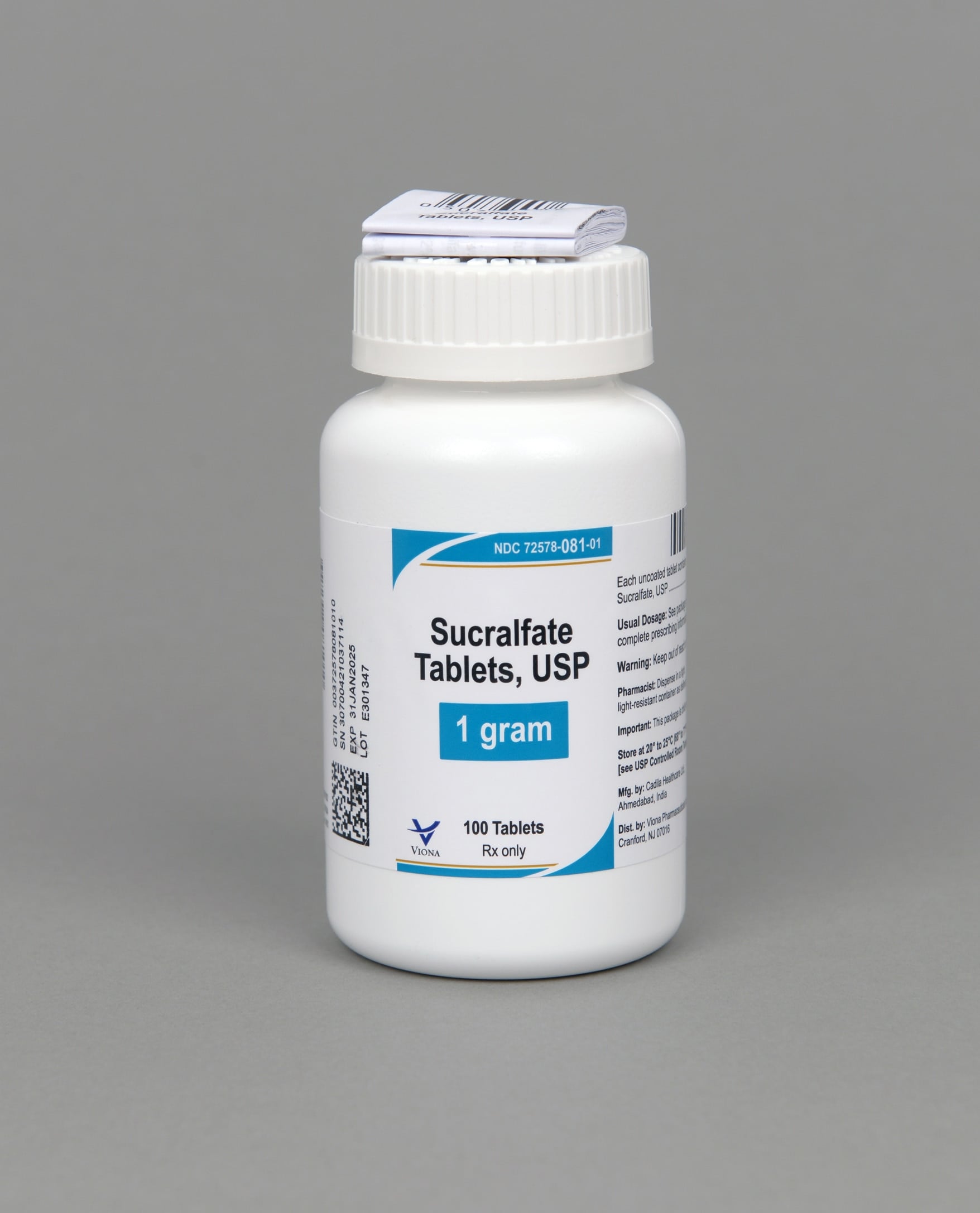Sucralfate Tablets 1gm, 100/Bottle, Viona Pharmaceuticals, 01KT0J09F3QKBG6A59ZQBDK9VC