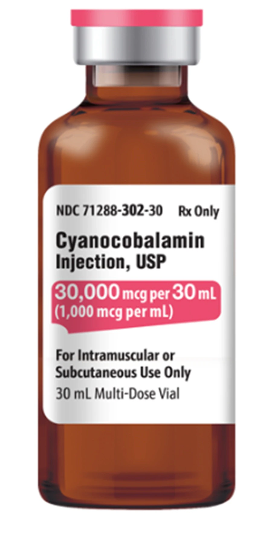 Cyanocobalamin (Vitamin B-12) Injection, 1000 mcg/mL, 30 mL Multi-Dose Vial