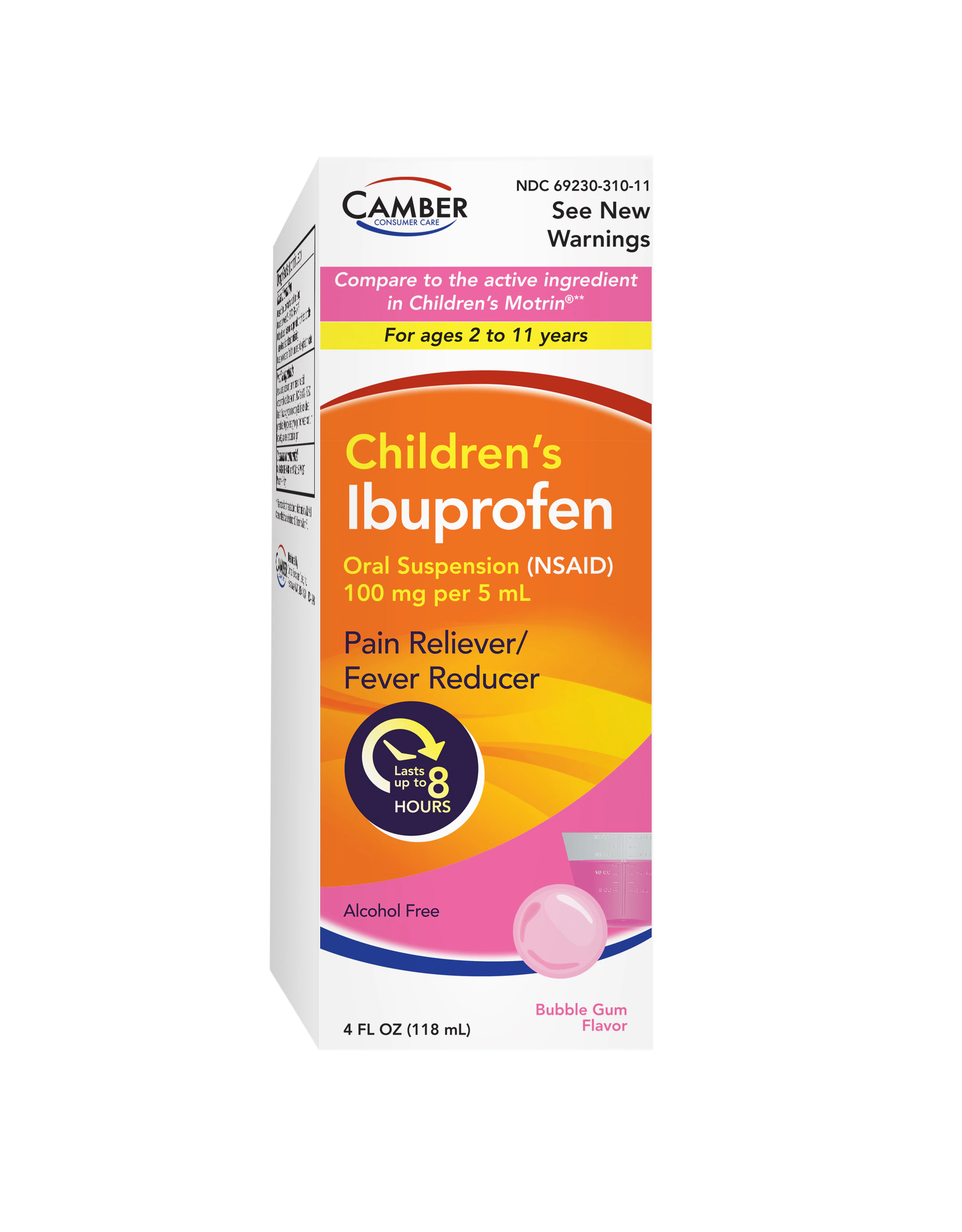 Ibuprofen Children's Oral Suspension, Bubblegum Flavor, Alcohol Free, 100mg/5mL, 4 oz Bottle