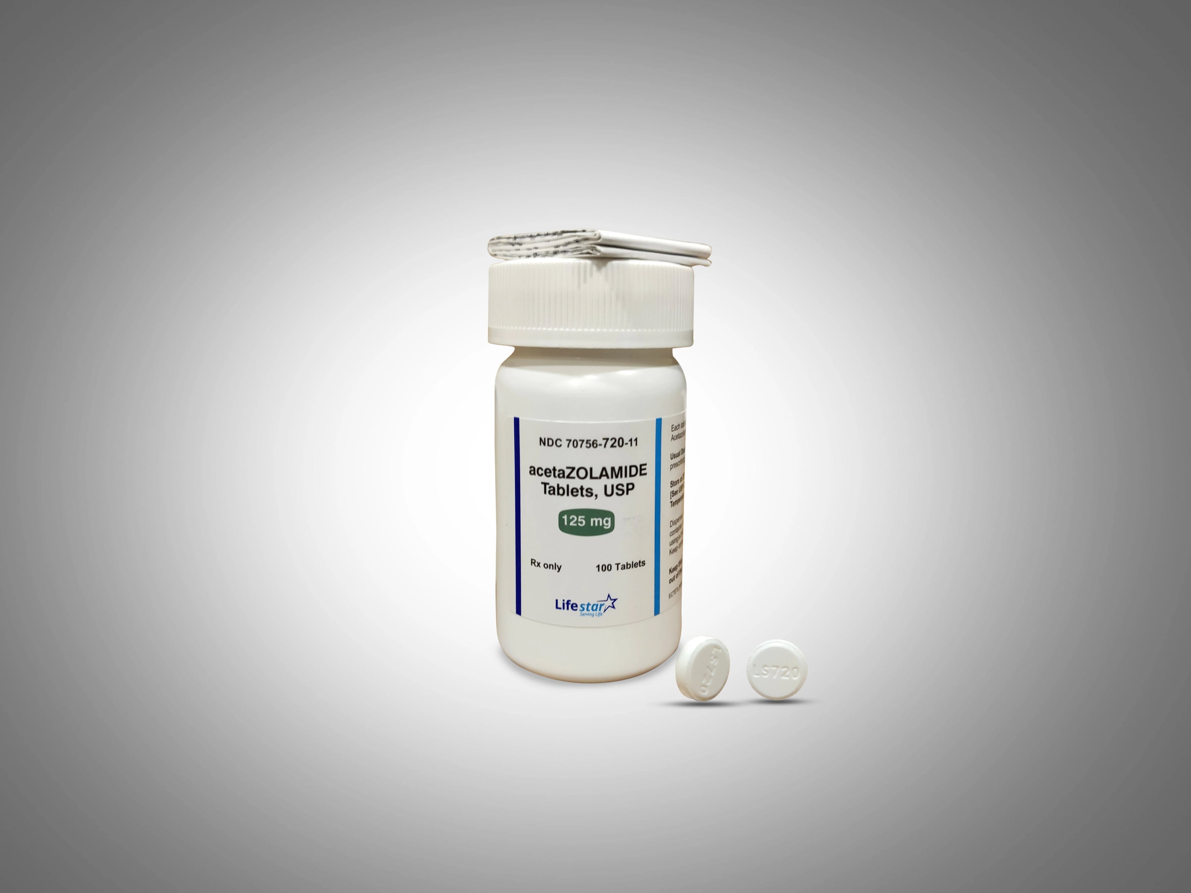Acetazolamide Tablets 125mg, 100 Count Bottle