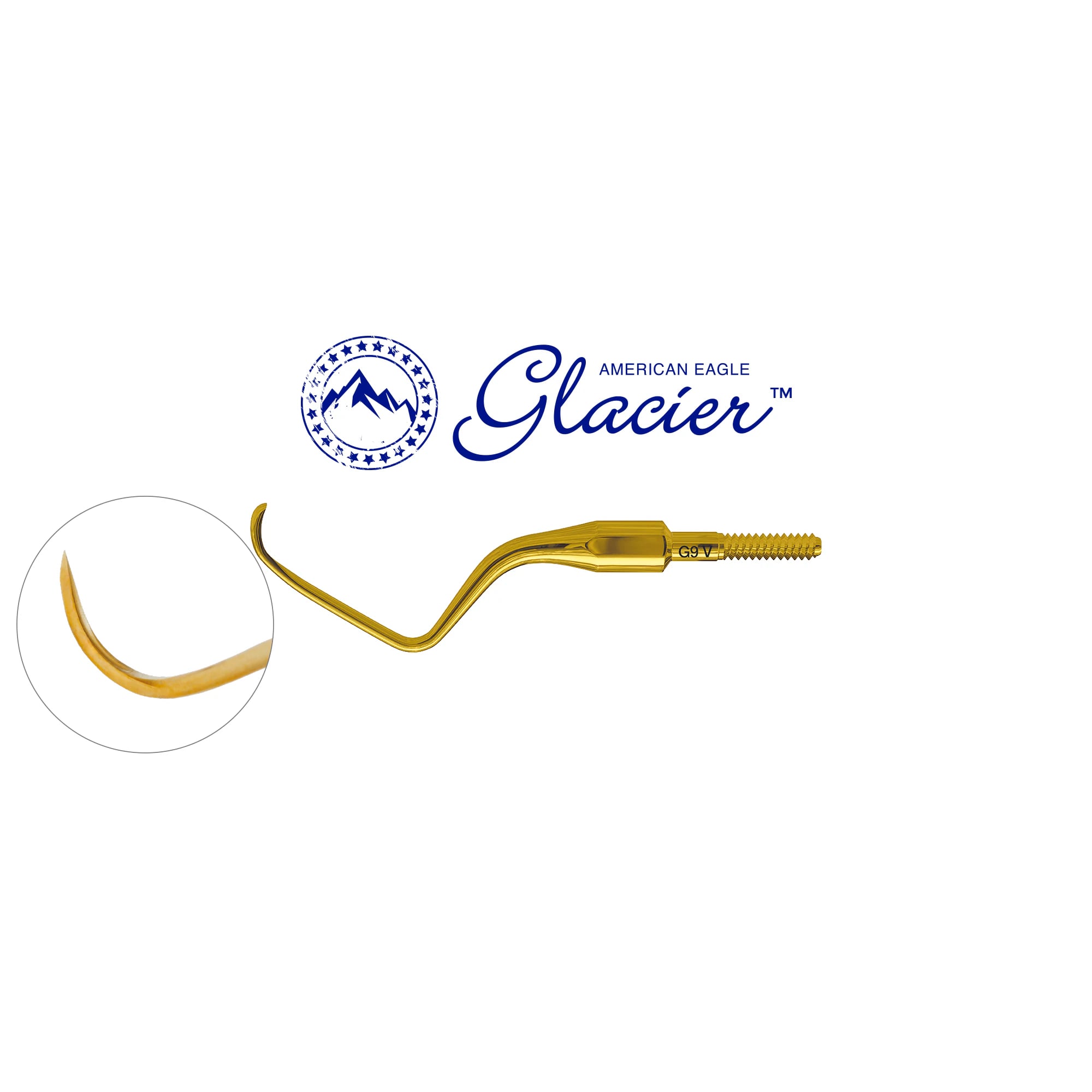 American Eagle Glacier Quik-Tip Gracey Curette #9 Posterior, XP SQUARED Technology, Cone Socket, Standard Shank, 440A Stainless Steel