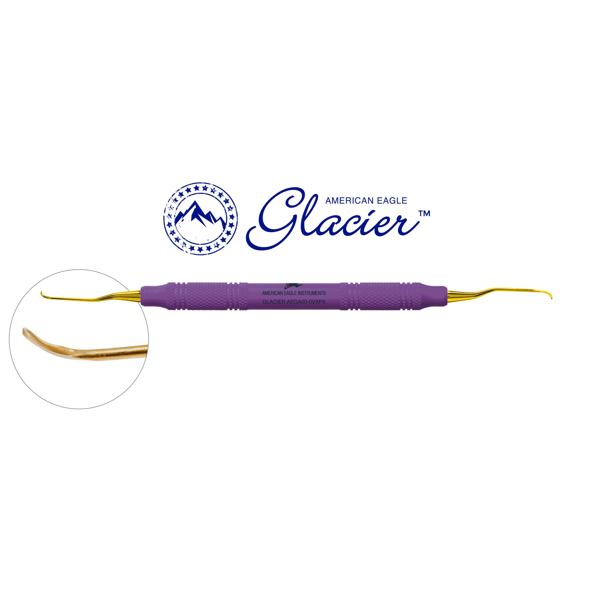 American Eagle Glacier Gracey +3 Access 00/0 Anterior Curette, XP SQUARED Technology, EagleLite Resin Handle, Purple, 1/Pkg