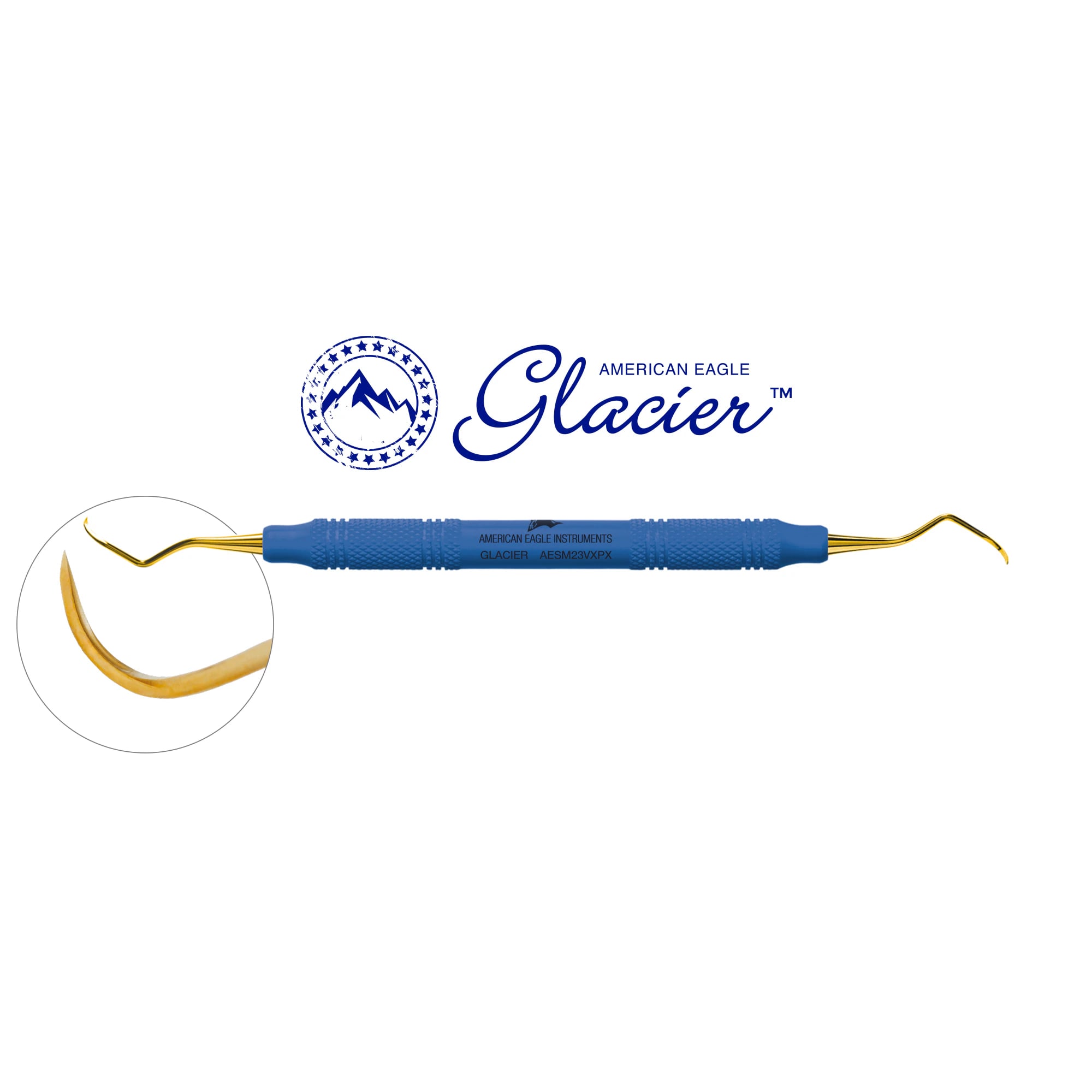 American Eagle Glacier Scaler M23 Posterior with XP SQUARED Technology, EagleLite Resin Handle, Blue