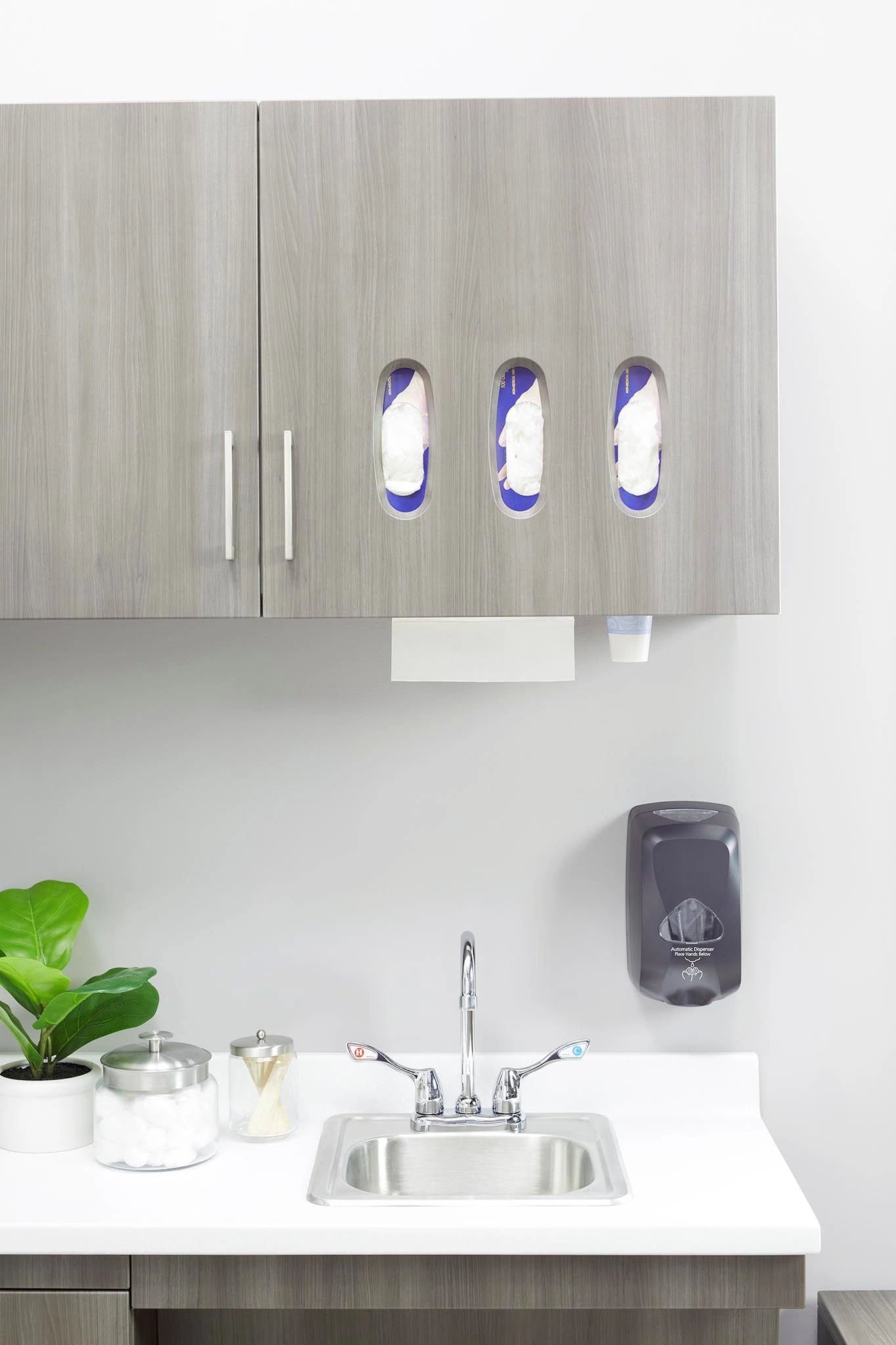 Midmark Serenity Panel Style Cabinet Dispenser, Right Hand, Glove/Towel/Cup